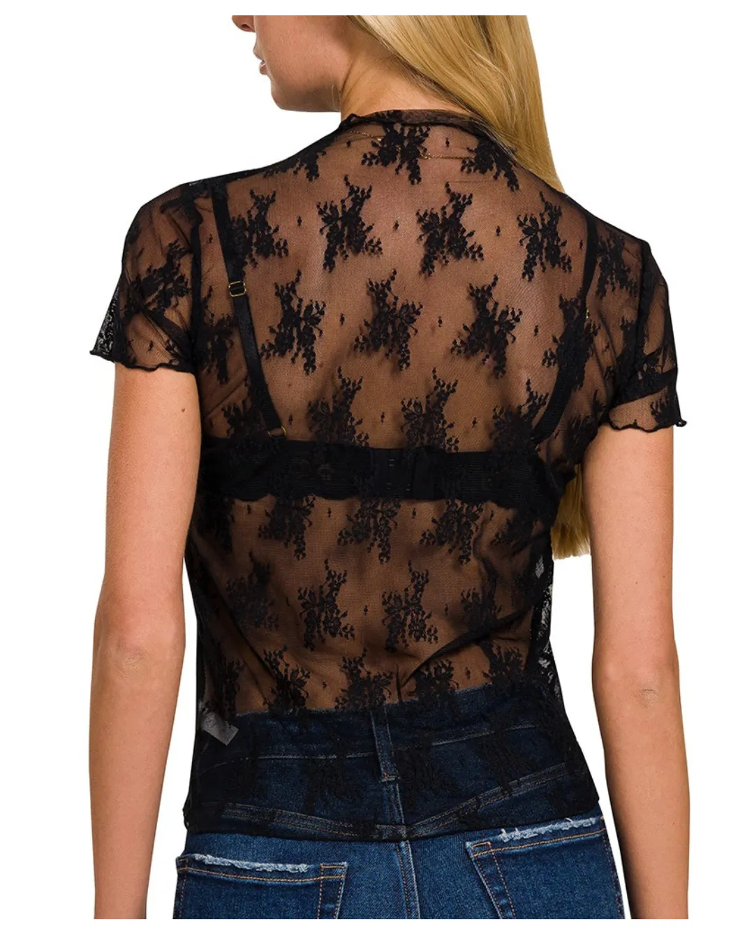 Just Looking Lace Top Black