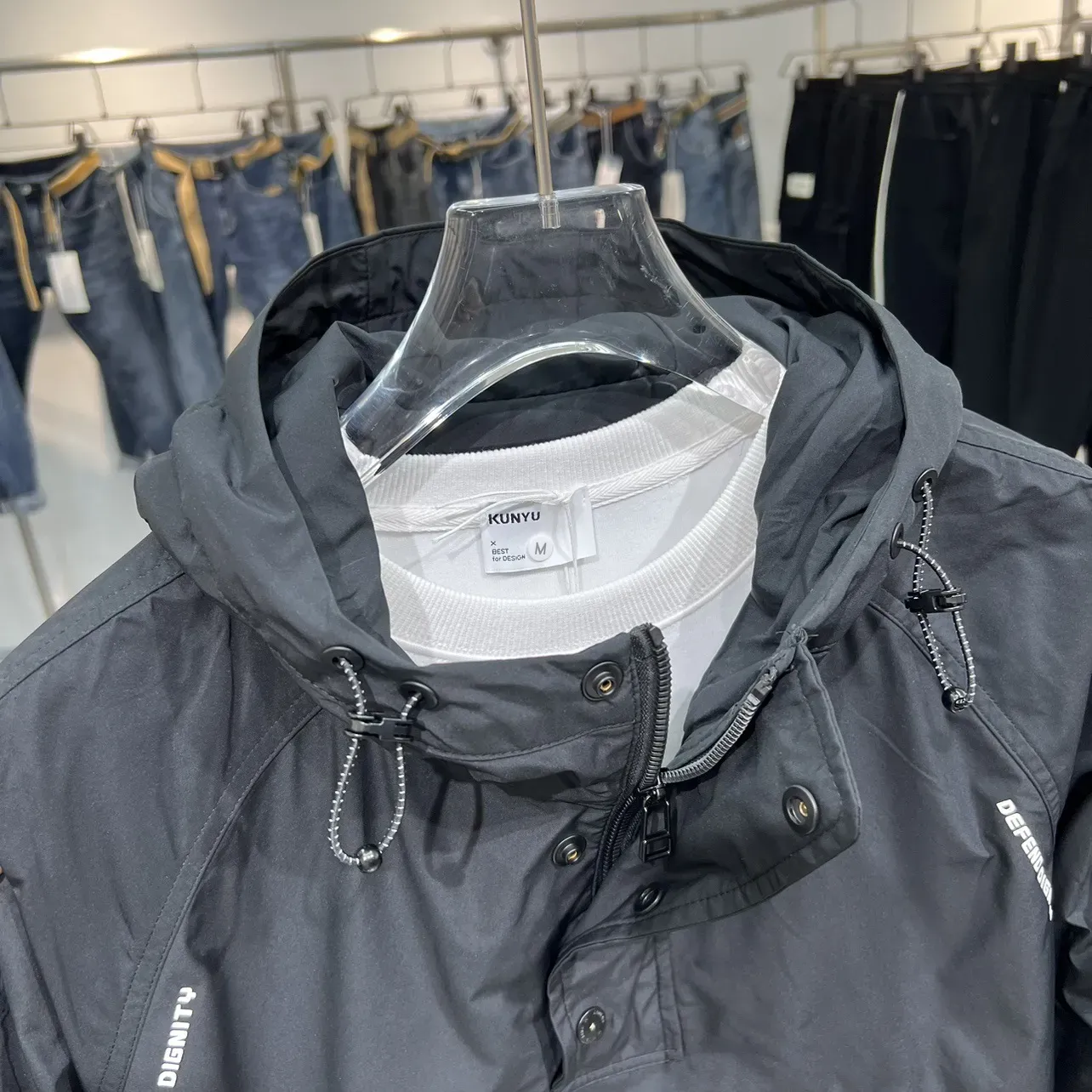 Kenny - men's hooded half-zip jacket