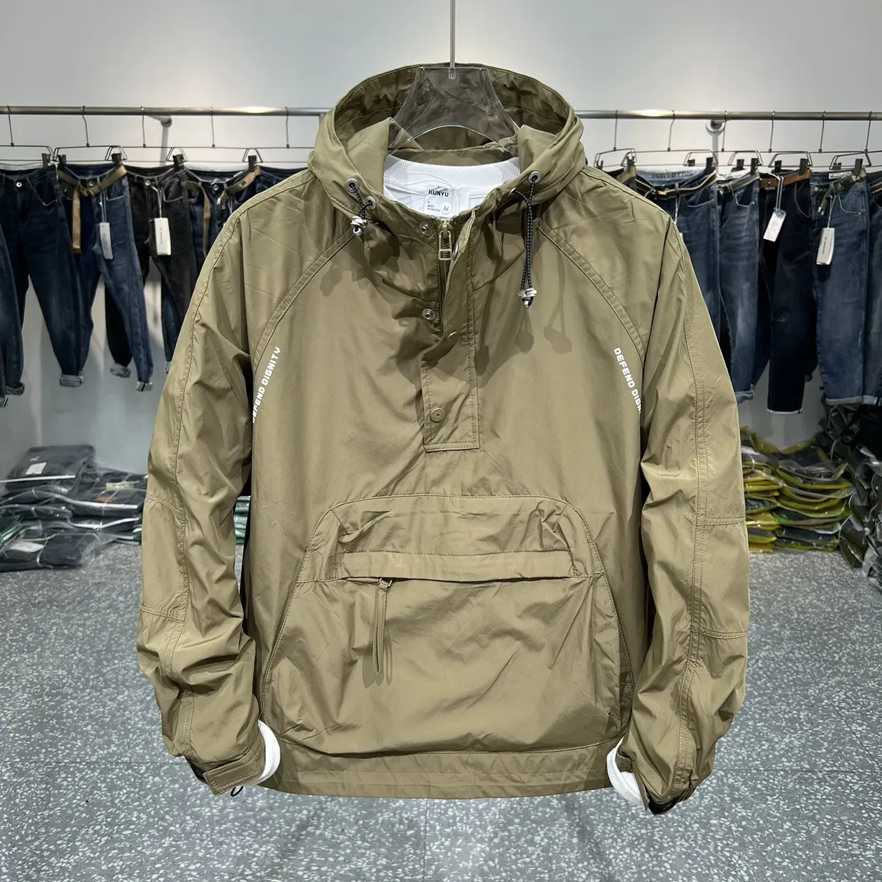 Kenny - men's hooded half-zip jacket