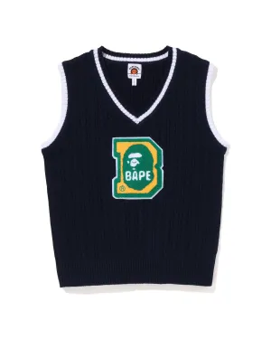 Kids Ape Head B Patch Cable Knit Vest Jr