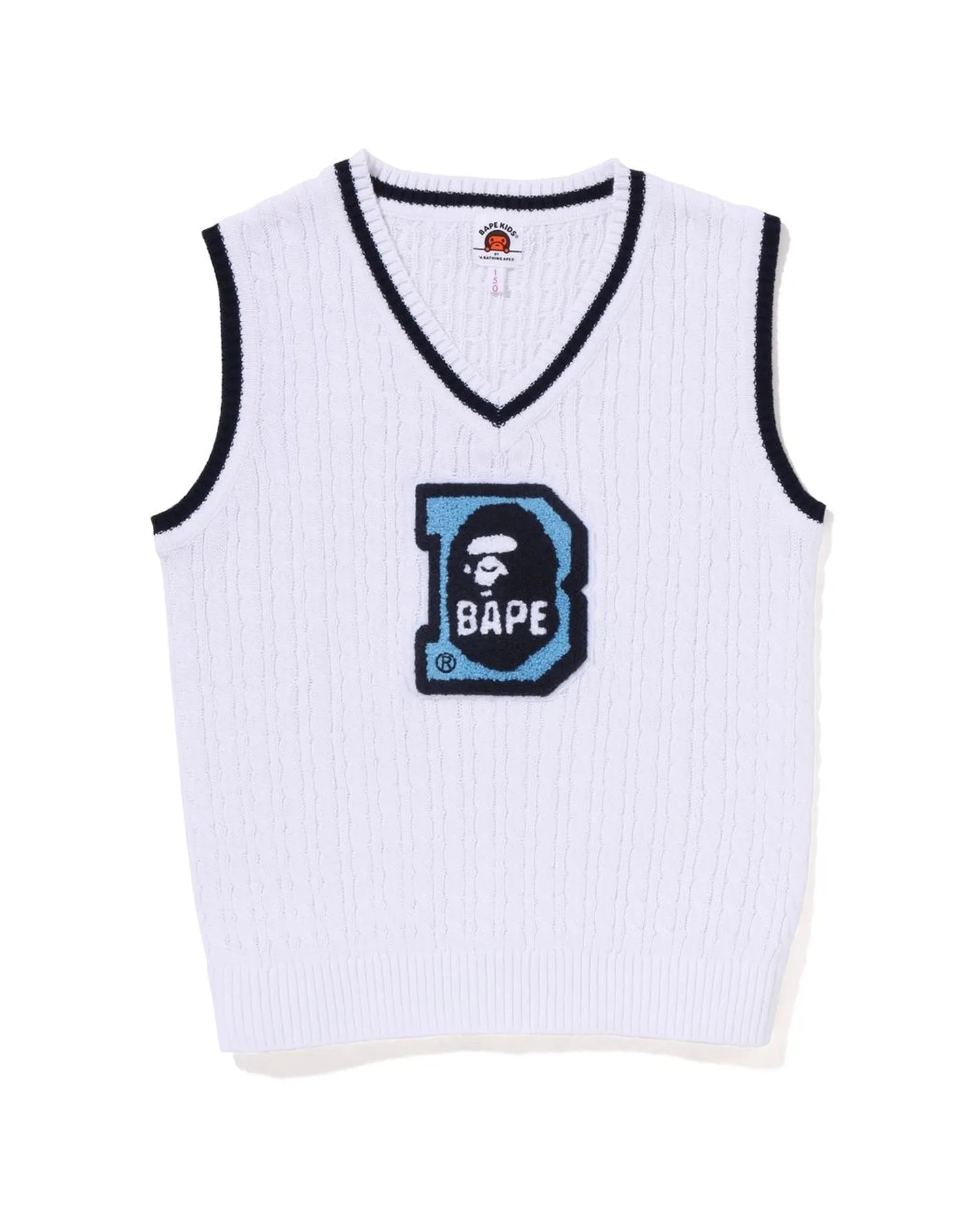 Kids Ape Head B Patch Cable Knit Vest Jr