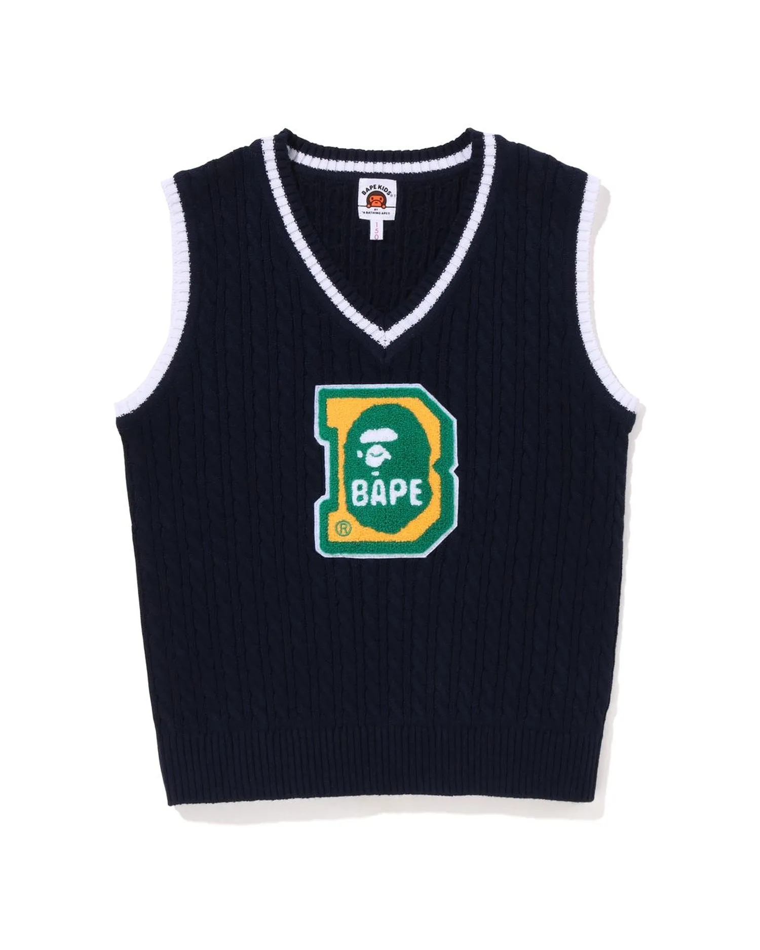 Kids Ape Head B Patch Cable Knit Vest Jr