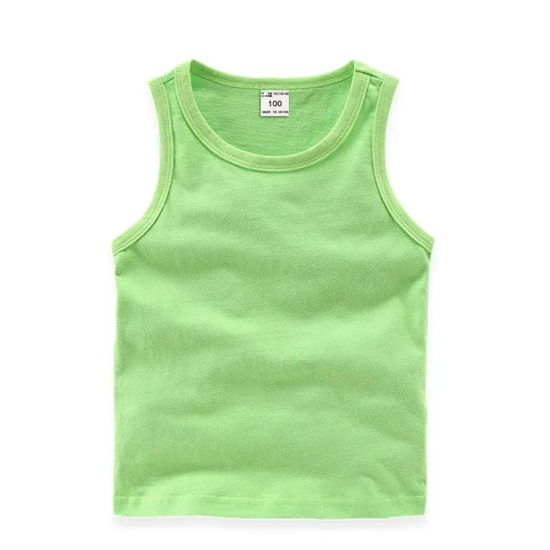 Kids Basic Round Neck Sleeveless Solid Color Casual Vest T-Shirt