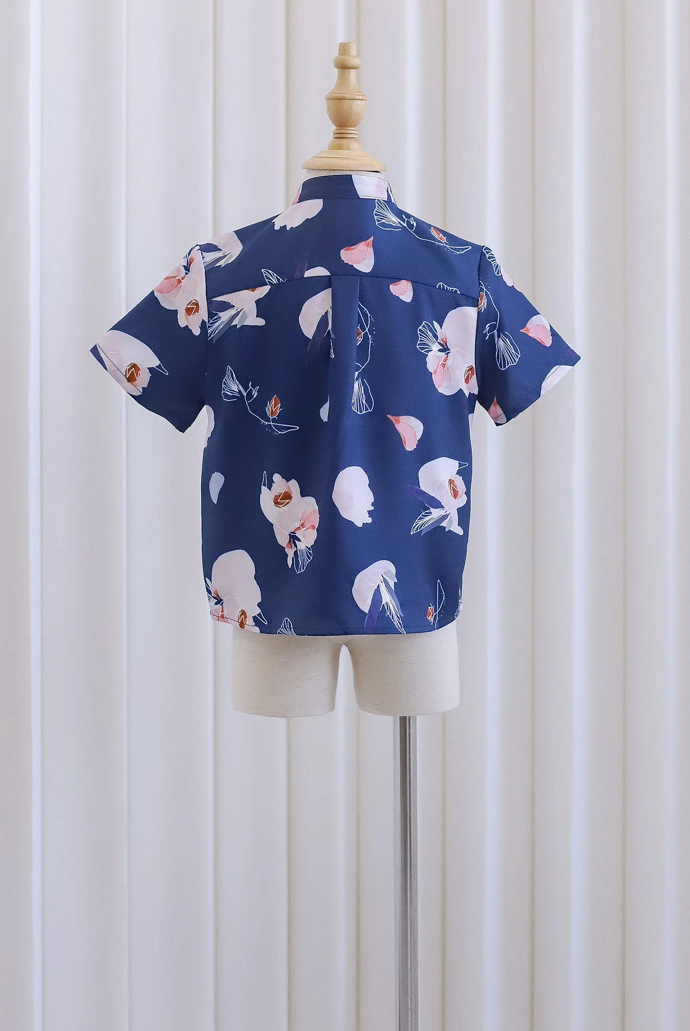 *Kids* TDC Collin Boy Mandarin Collar Shirt In Navy Blue