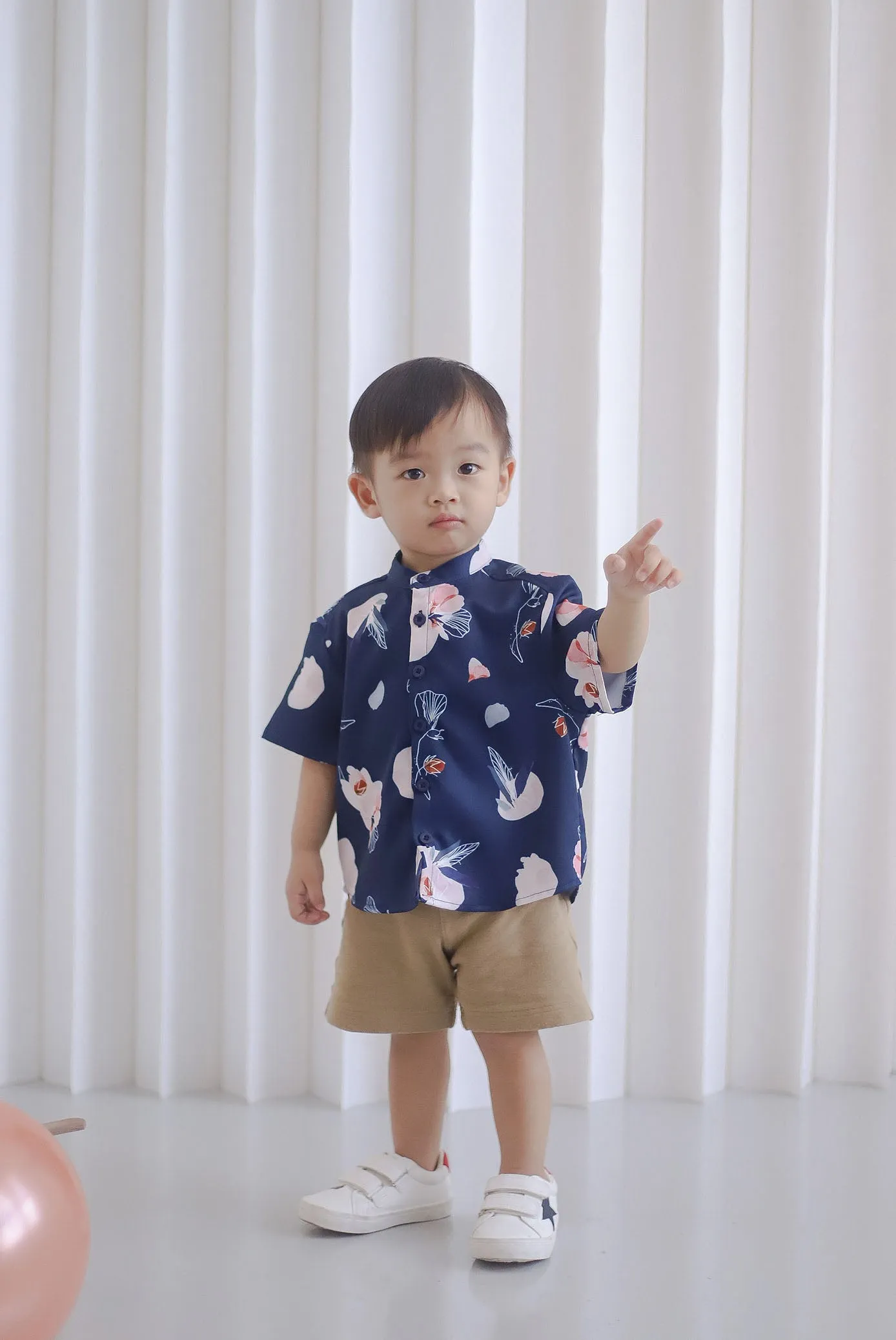 *Kids* TDC Collin Boy Mandarin Collar Shirt In Navy Blue