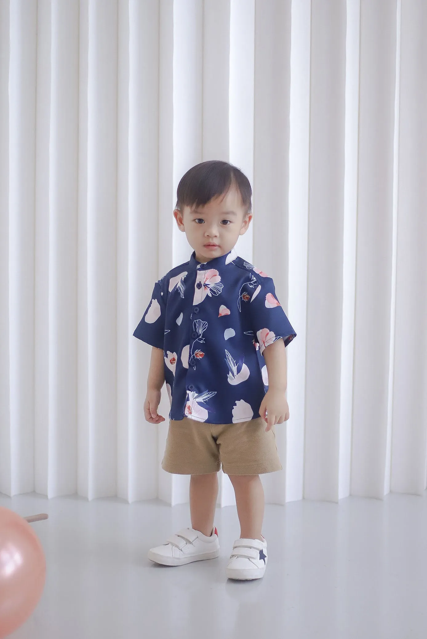 *Kids* TDC Collin Boy Mandarin Collar Shirt In Navy Blue