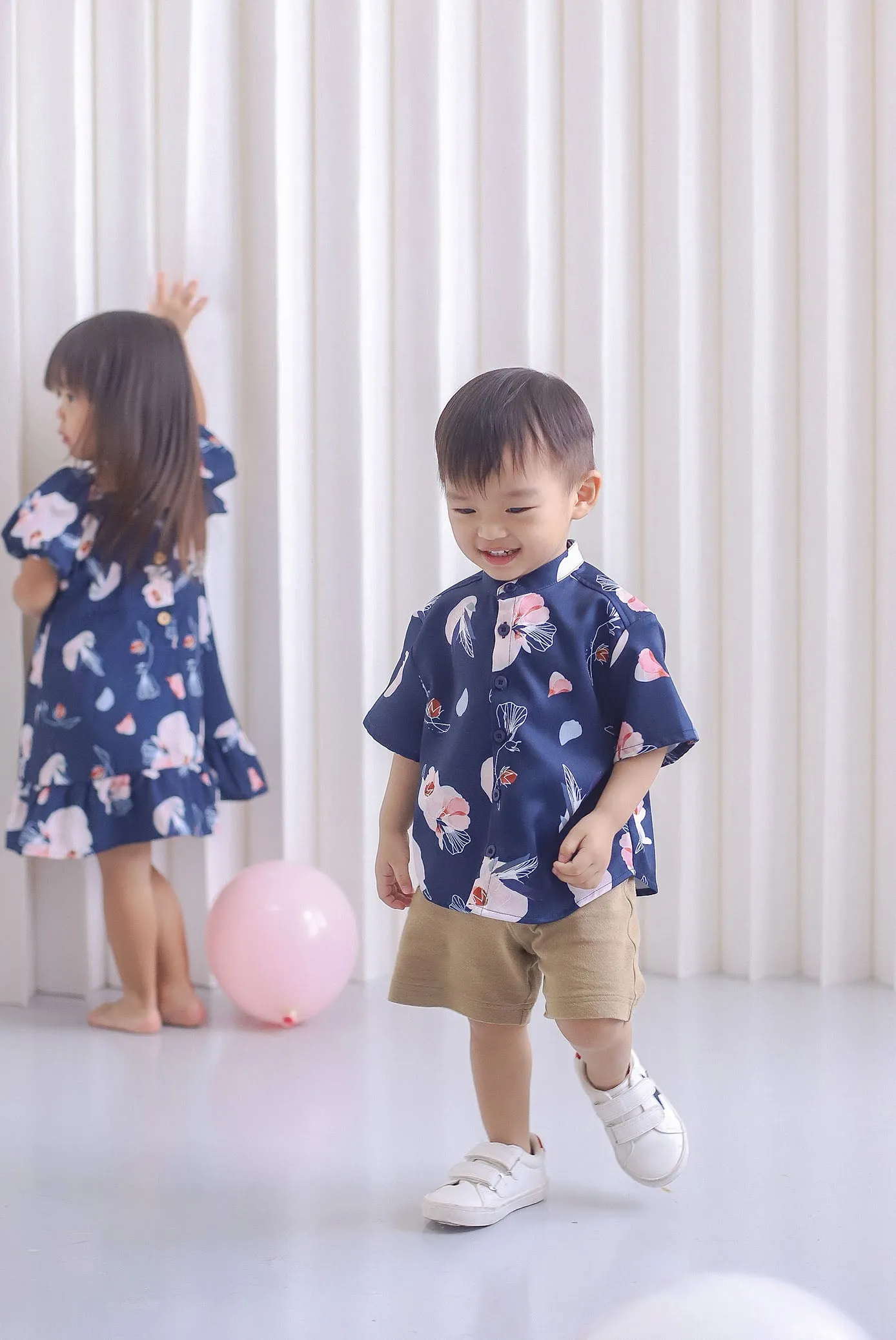 *Kids* TDC Collin Boy Mandarin Collar Shirt In Navy Blue