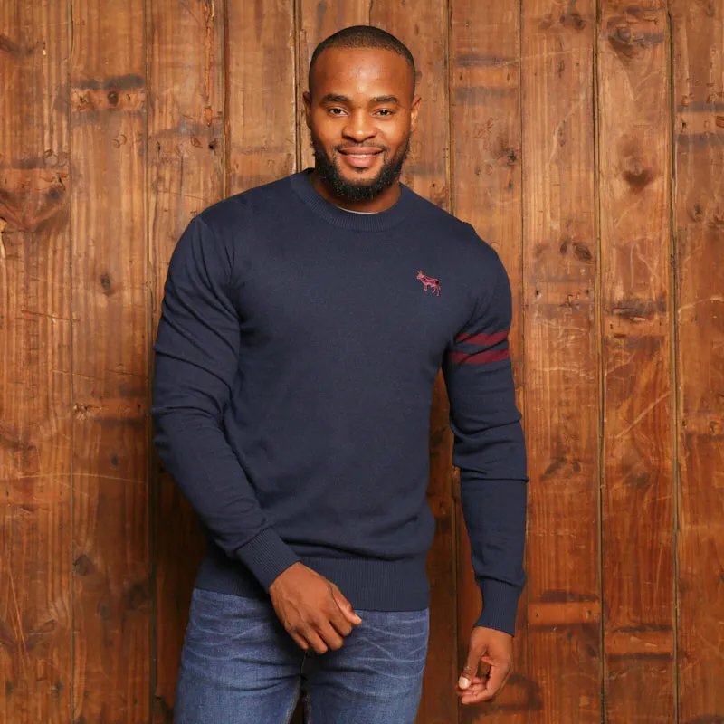 Kingsley Arm Striped Cashmere Blend Pullover - Midnight