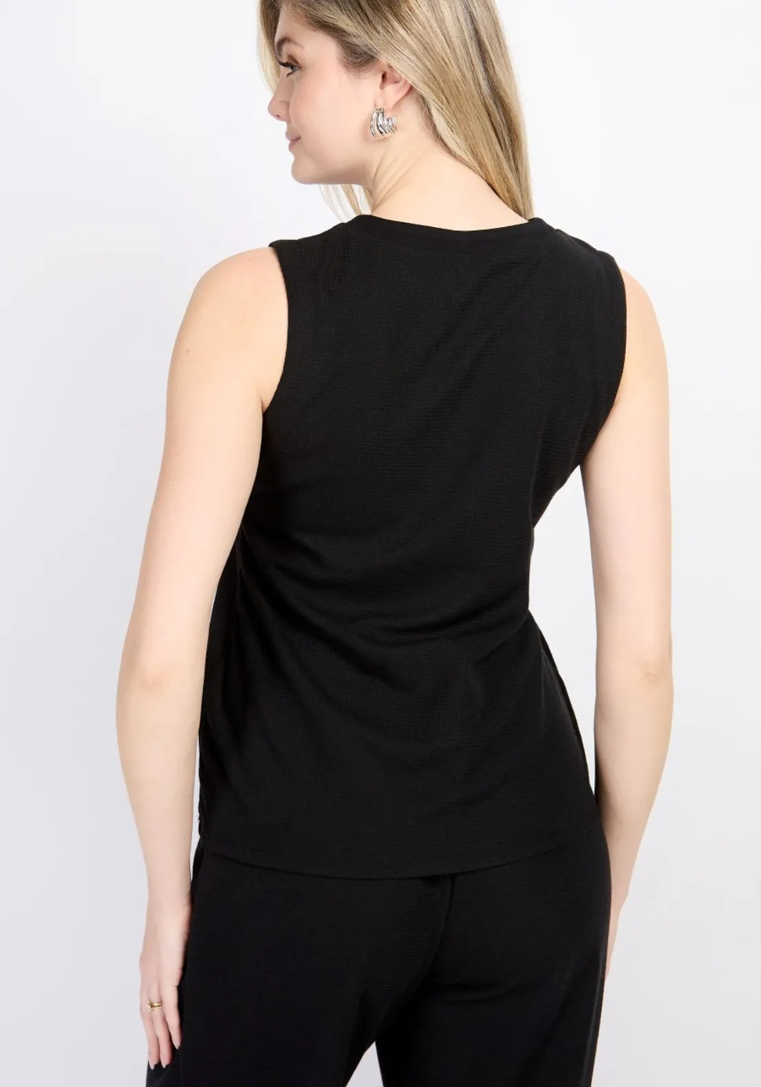 Knitted Button Detail Waistcoat - Black