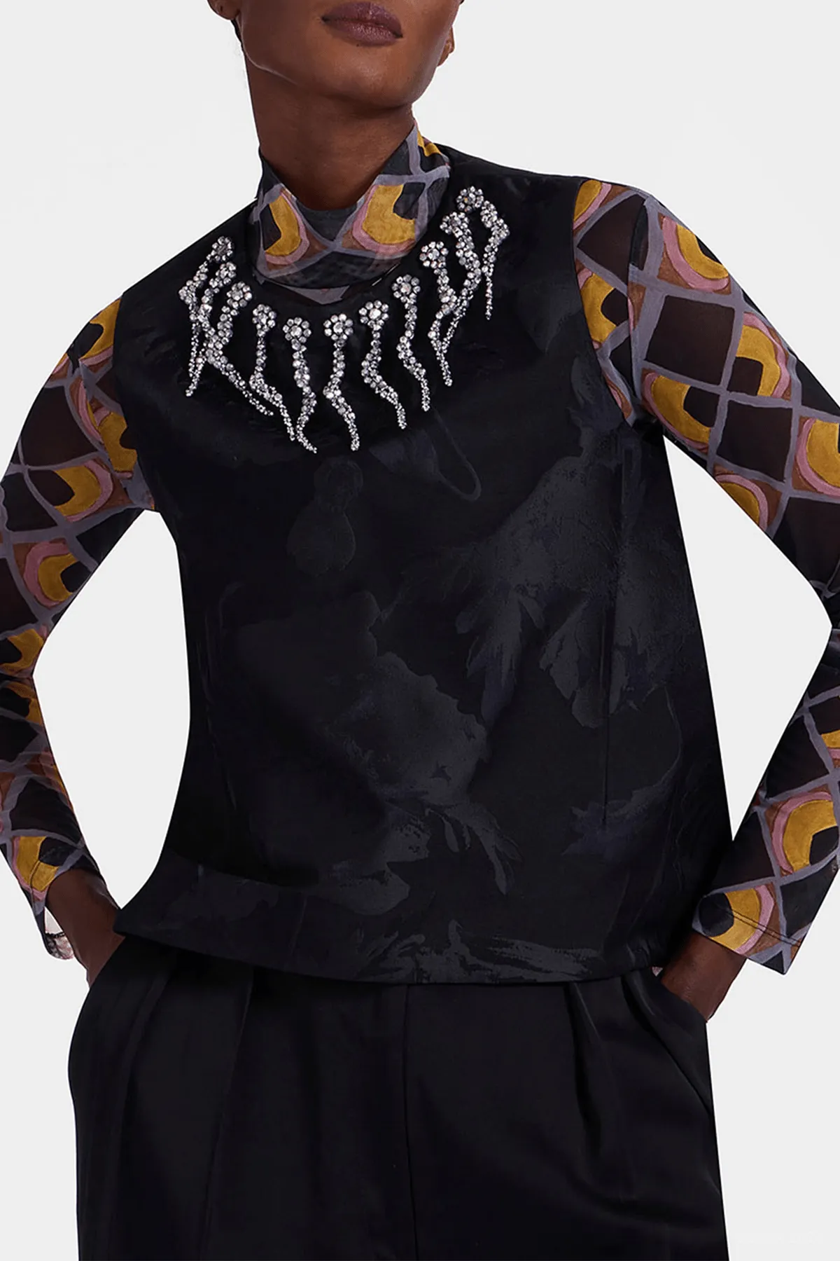 La Scala Top in Sylph Black Embroidered