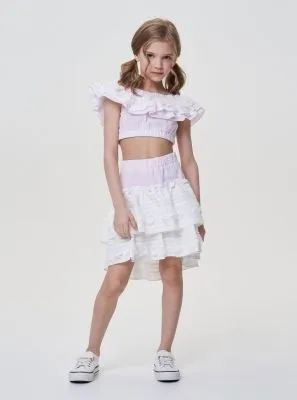 Lace Crochet Ruffled Skirt