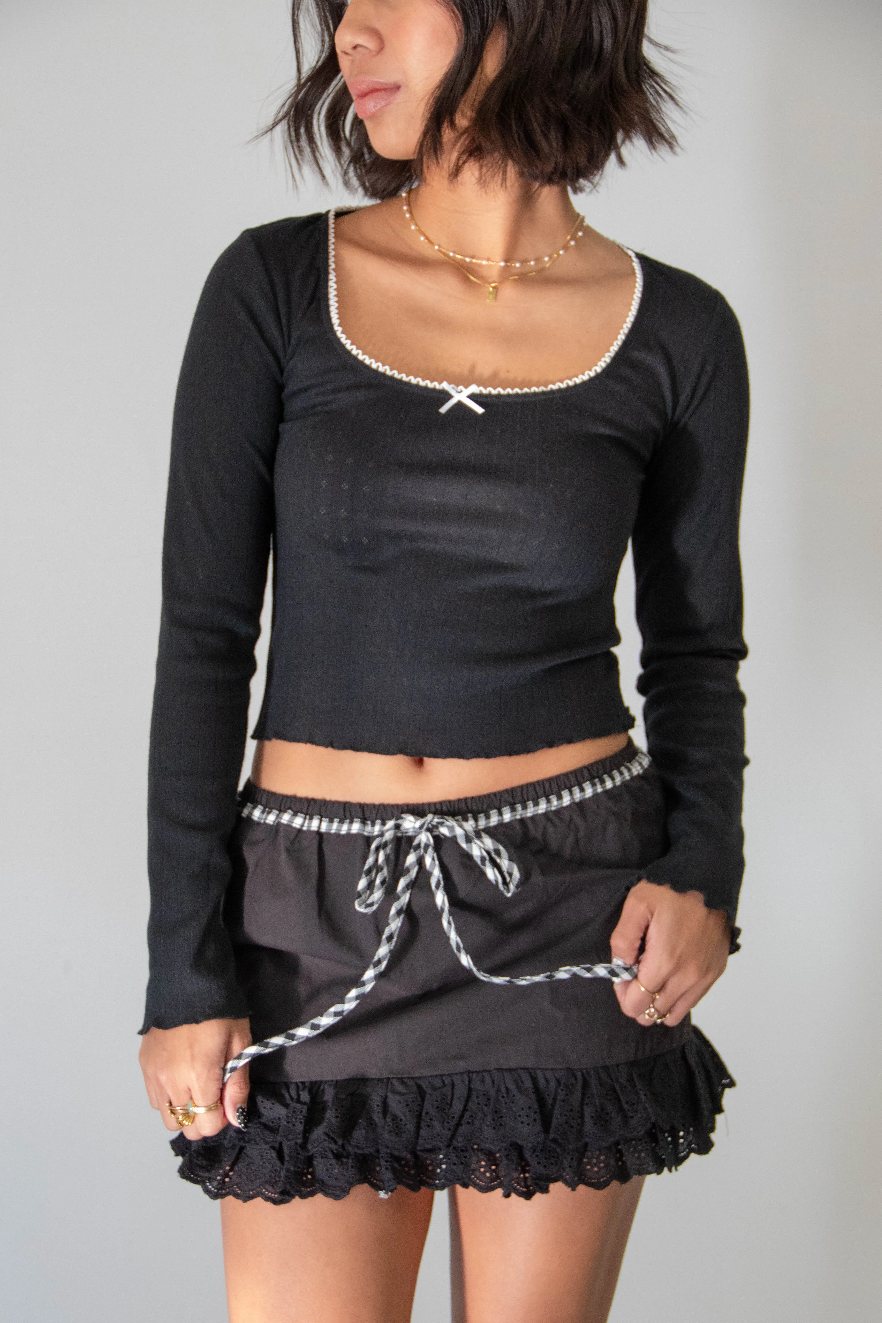 Lace Trim Mini Skirt