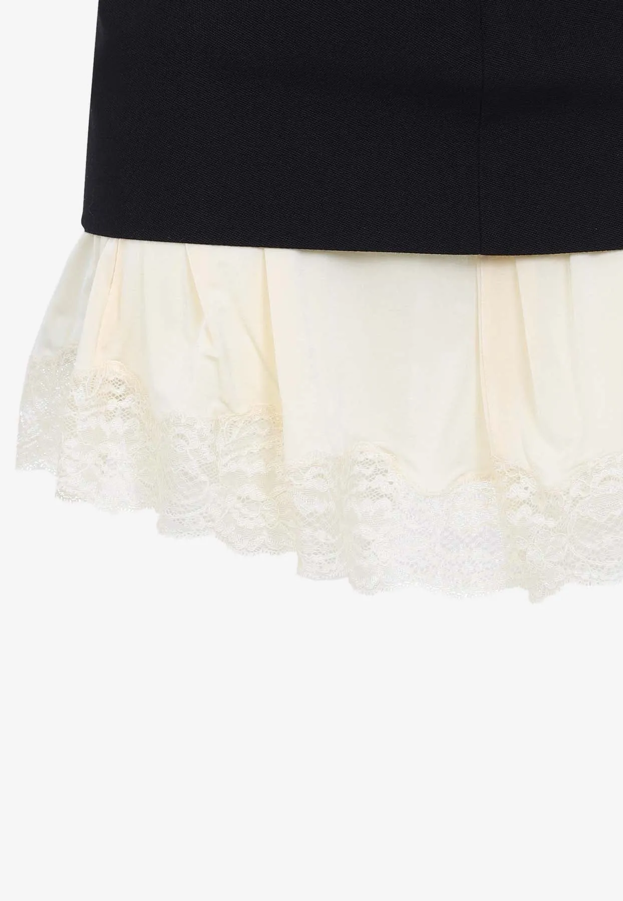 Lace-Trimmed Wool Mini Skirt