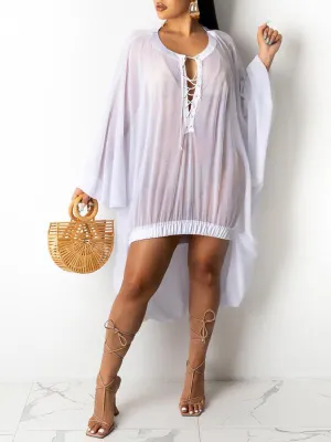 Lace-Up Sheer Tunic