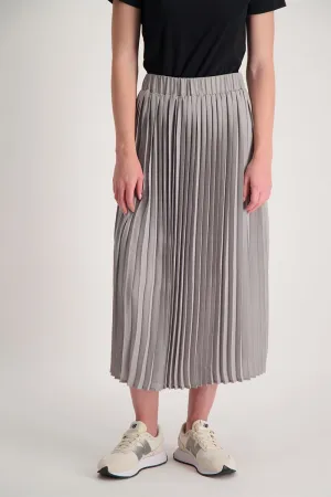 Ladies Pleated Skirt With Clip Label - Grey