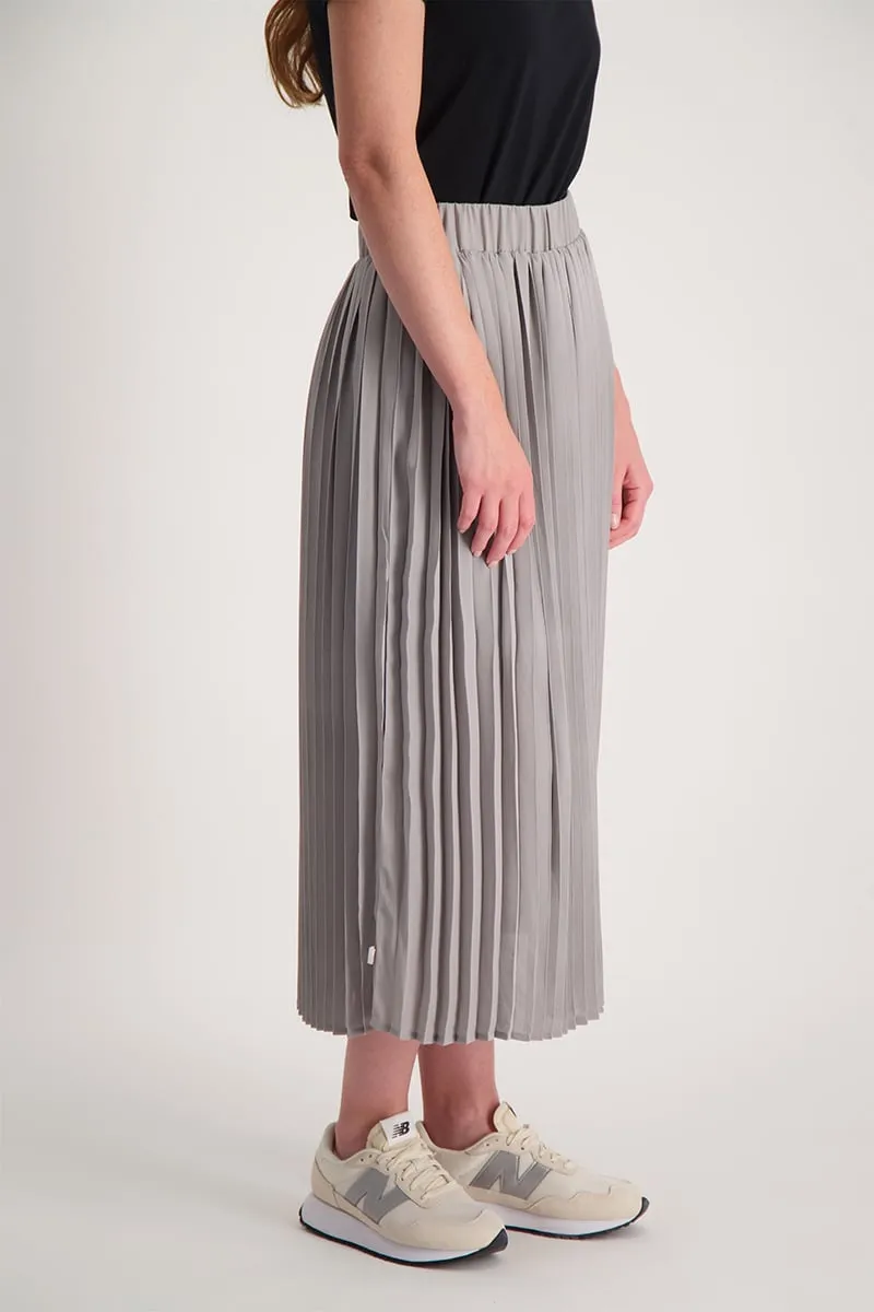 Ladies Pleated Skirt With Clip Label - Grey