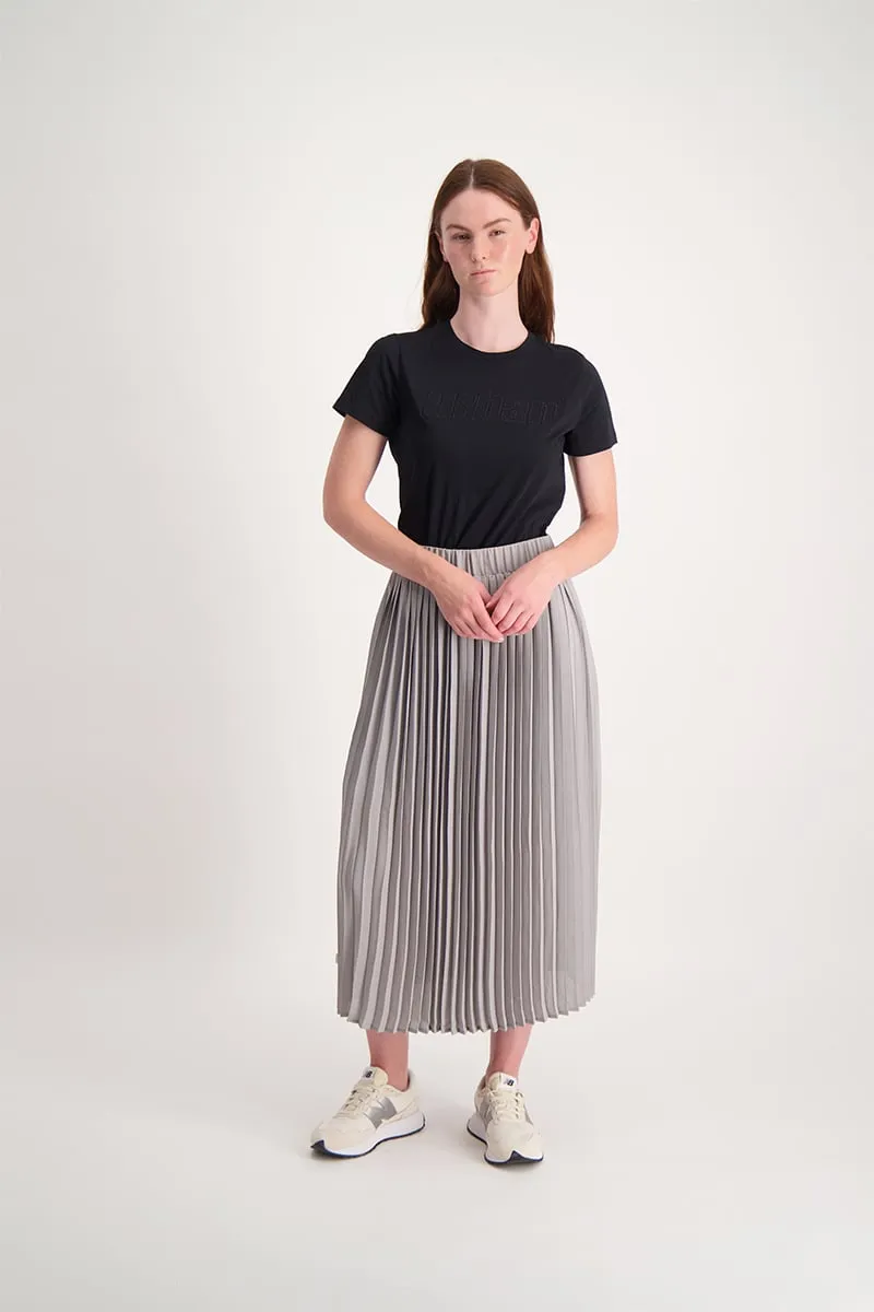 Ladies Pleated Skirt With Clip Label - Grey