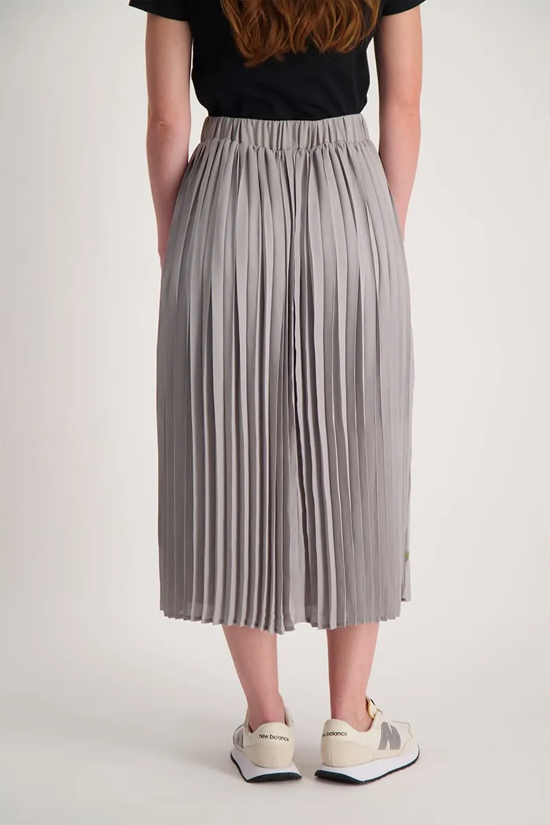 Ladies Pleated Skirt With Clip Label - Grey