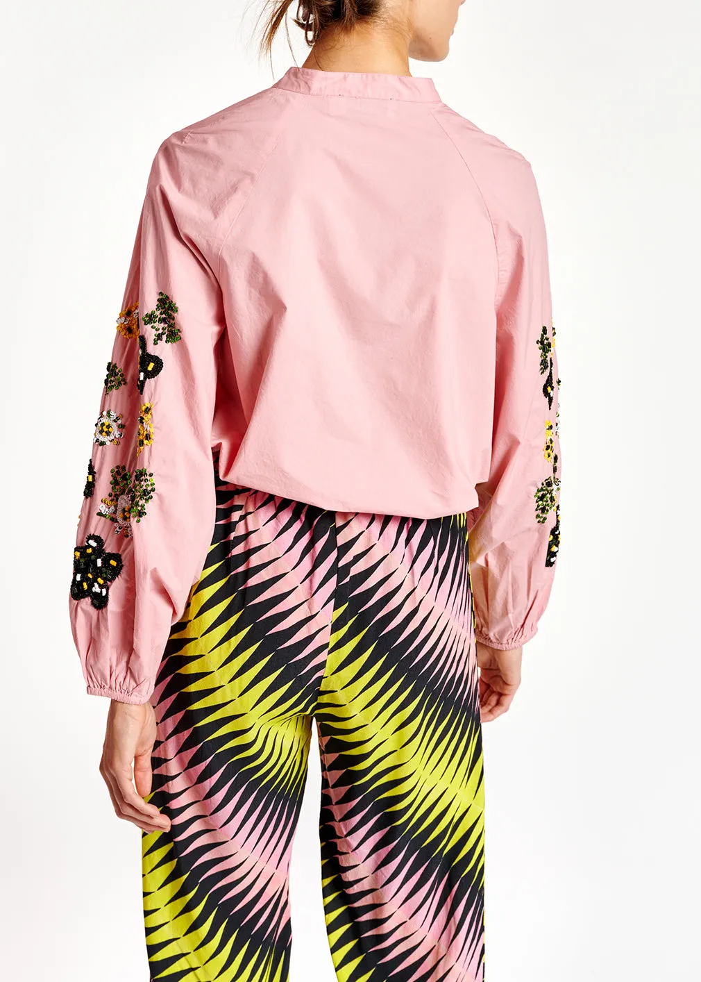 Light pink sequin-embroidered shirt
