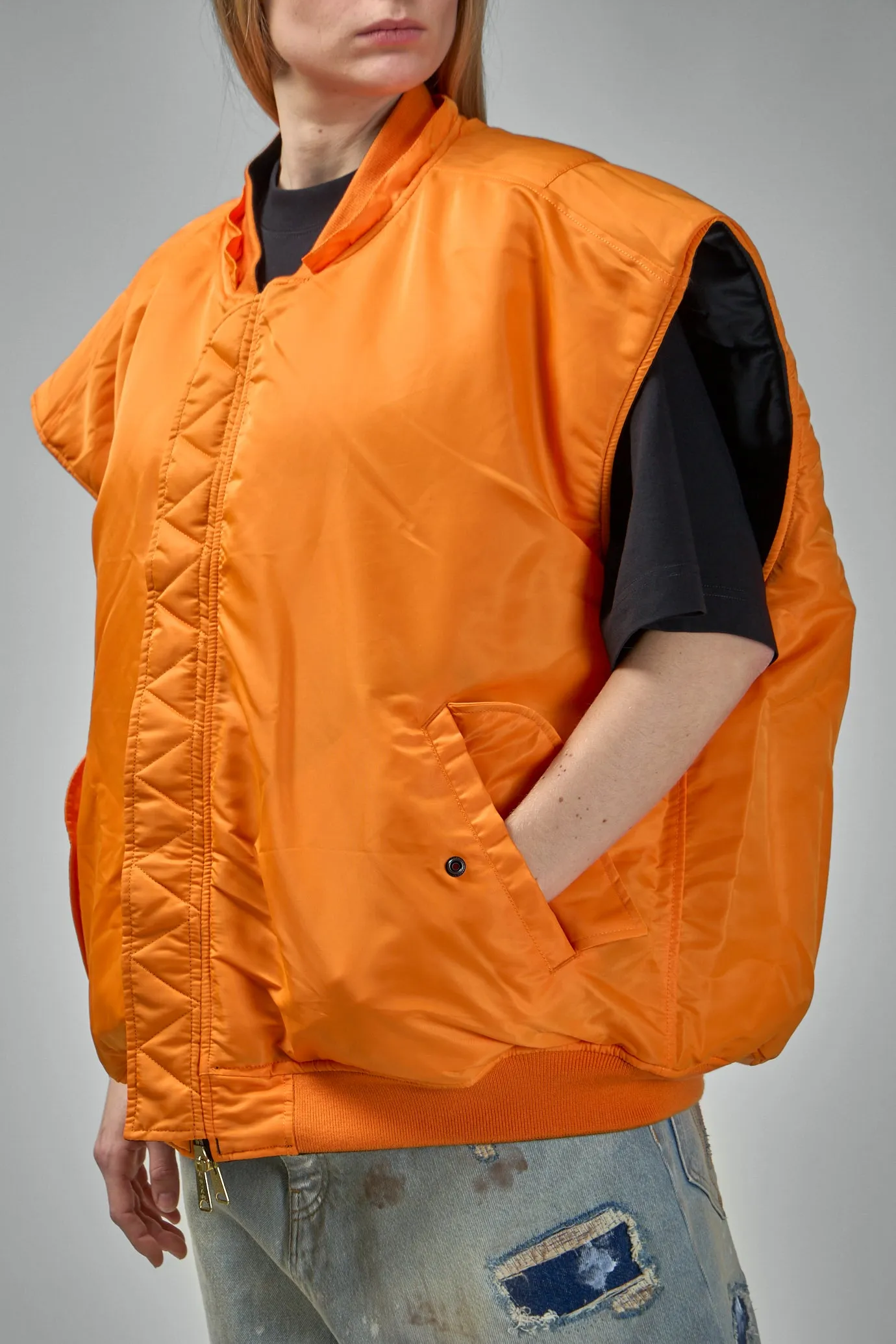 Logo Bomber Vest With A Hood