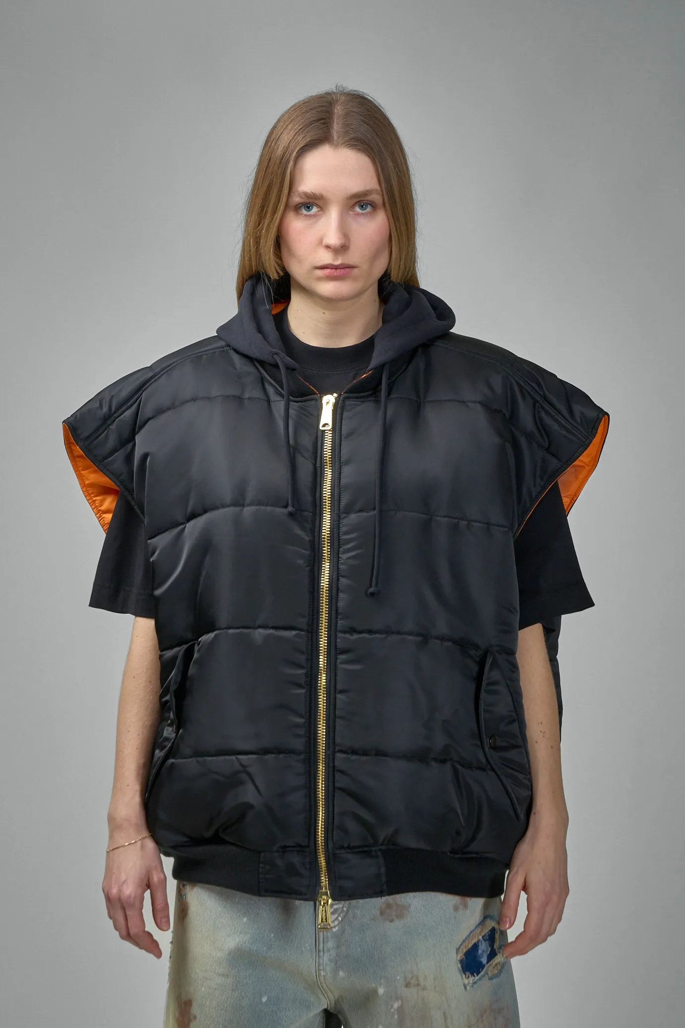 Logo Bomber Vest With A Hood