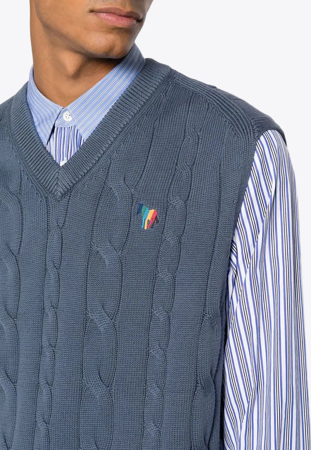 Logo-Embroidered Cable-Knit Sweater Vest