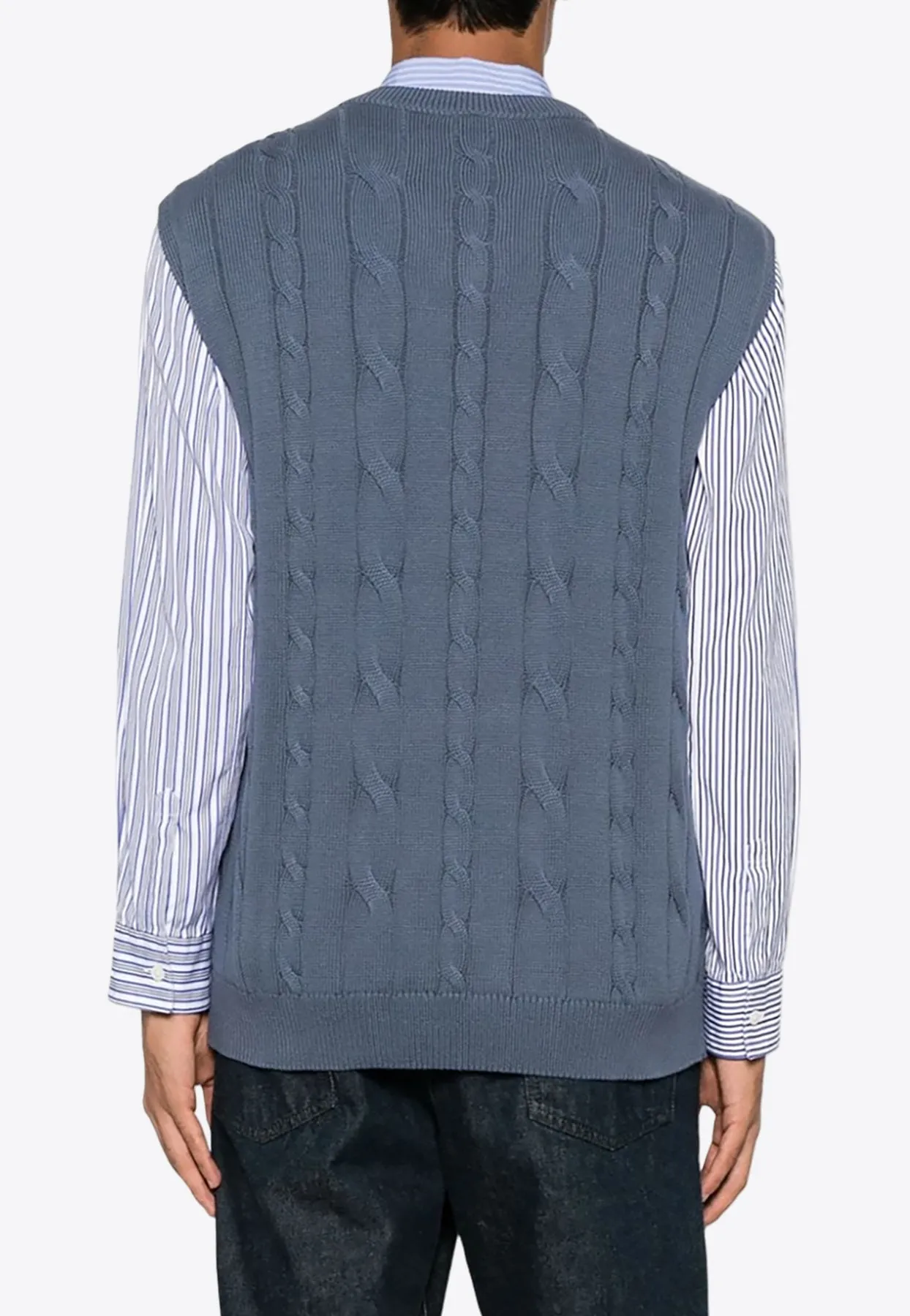 Logo-Embroidered Cable-Knit Sweater Vest