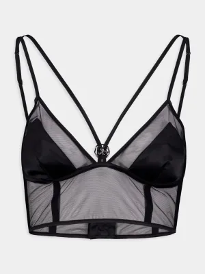 Logo-Plaque Semi-Sheer Bustier Top