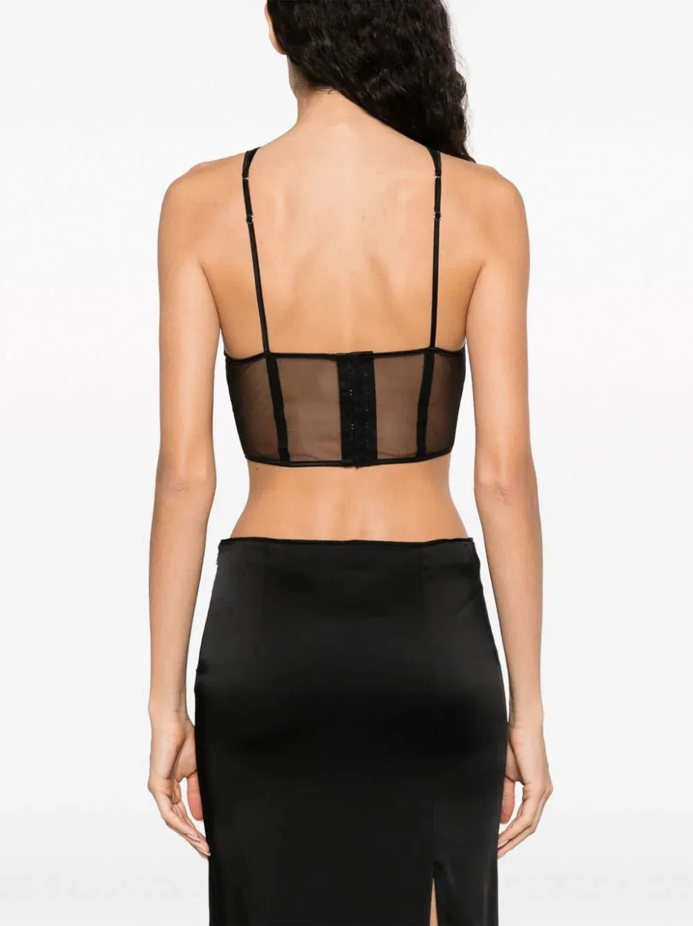 Logo-Plaque Semi-Sheer Bustier Top