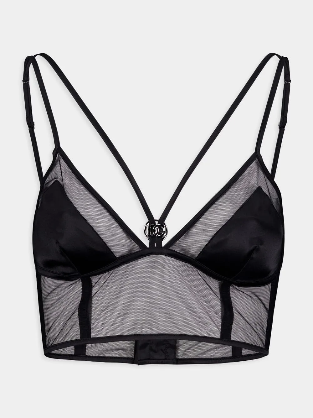 Logo-Plaque Semi-Sheer Bustier Top