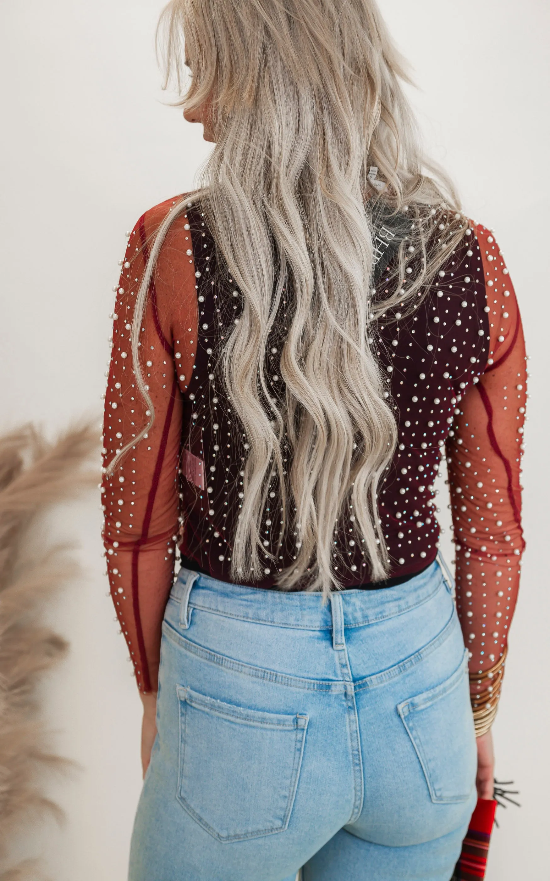 Long Sleeve Metallic Mesh Top - Final Sale