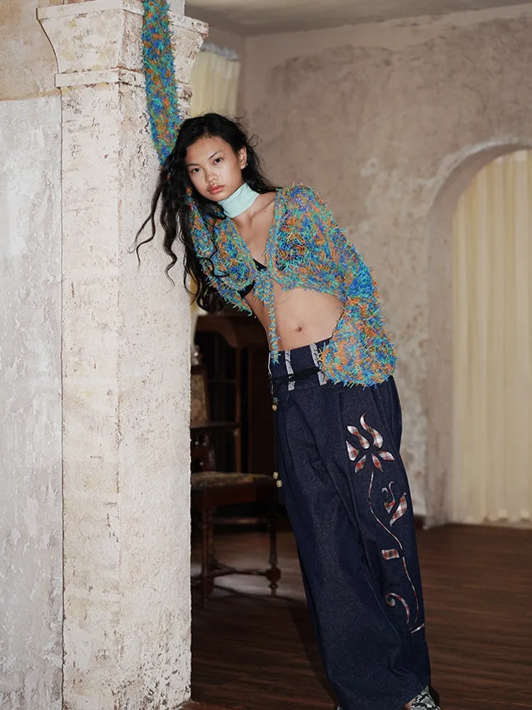 Low-Gauge Knit Colorful Sheer Short Nichi Cardigan