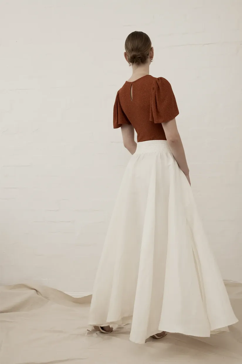 Luxe De Valentina Farfalla Fluted Top - Blood Orange