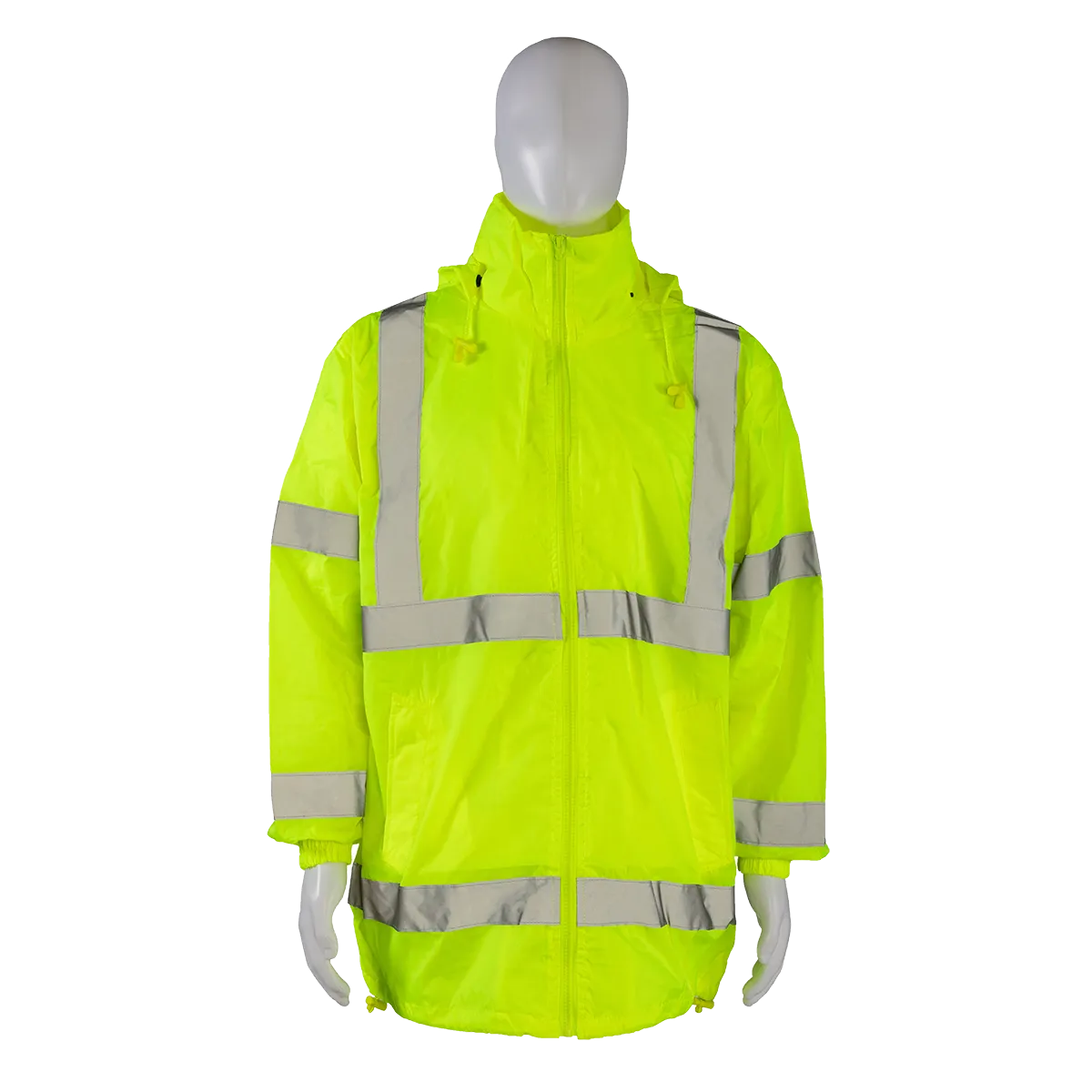 LWB-C3 ANSI Class 3 Lime Green Wind Breaker Jacket With Detachable Hood