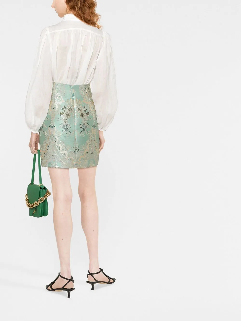 Lyre embroidered trim blouse