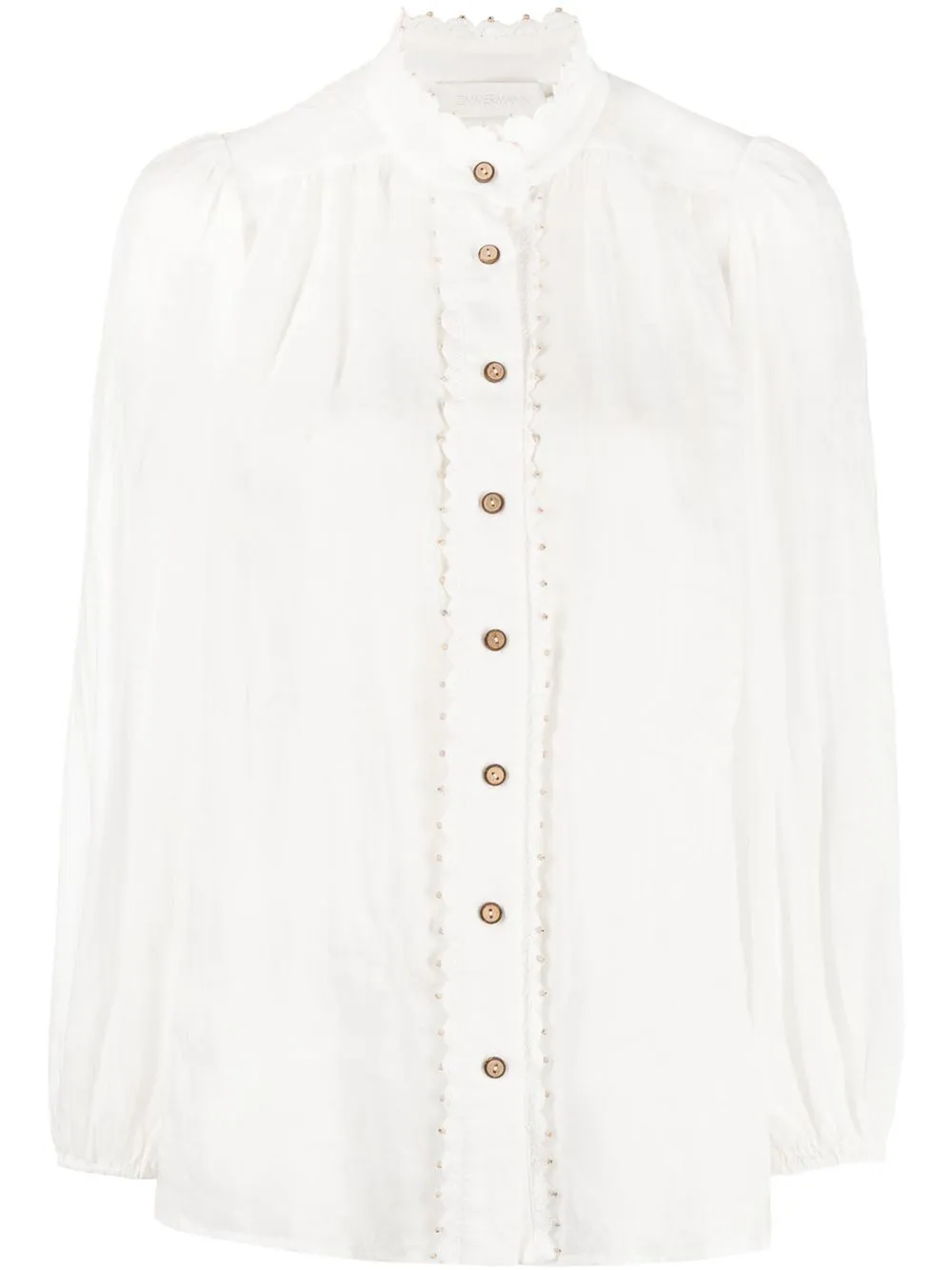 Lyre embroidered trim blouse