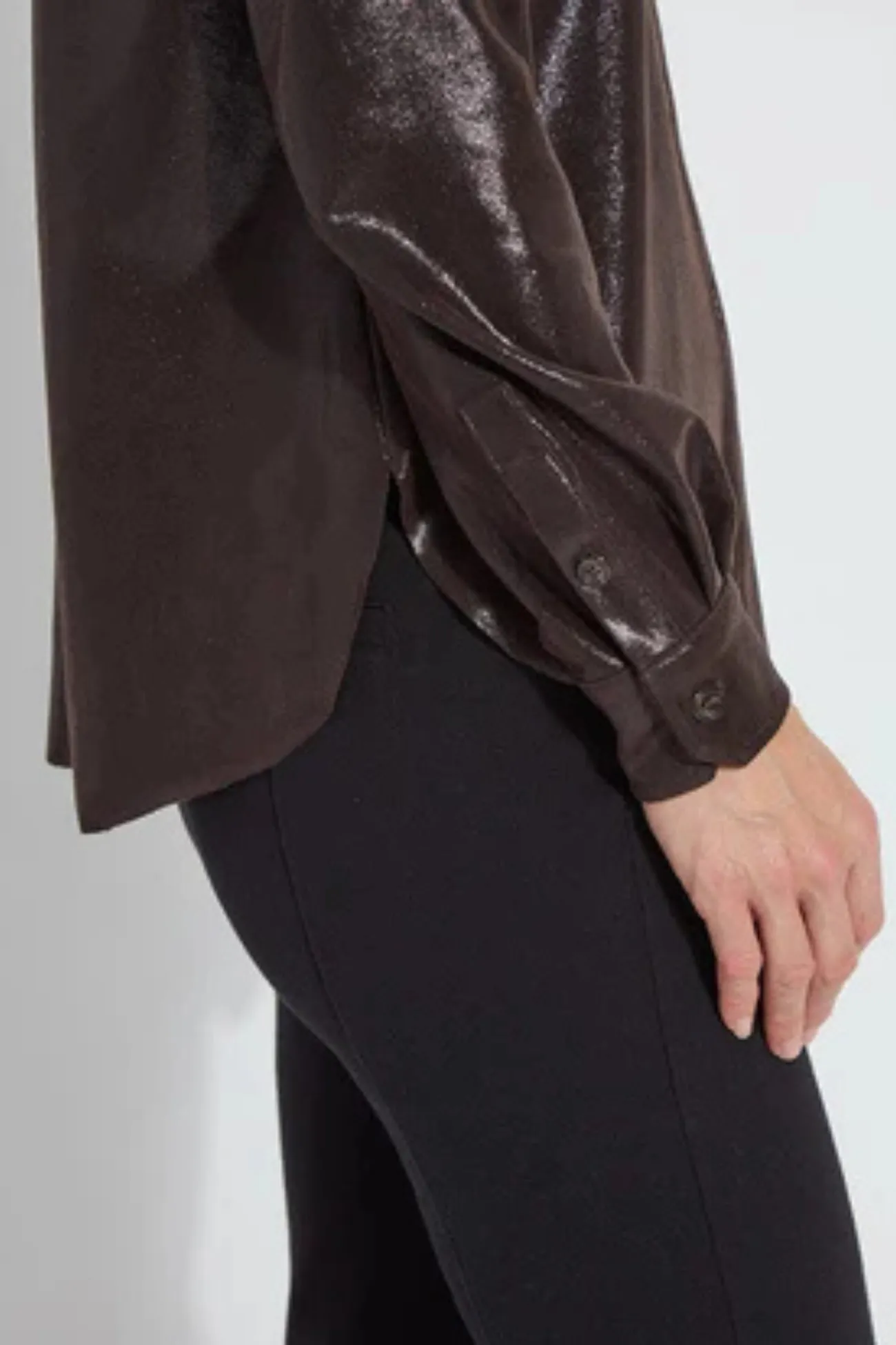 Lyssé Connie Patent Foil Vegan Suede Shacket