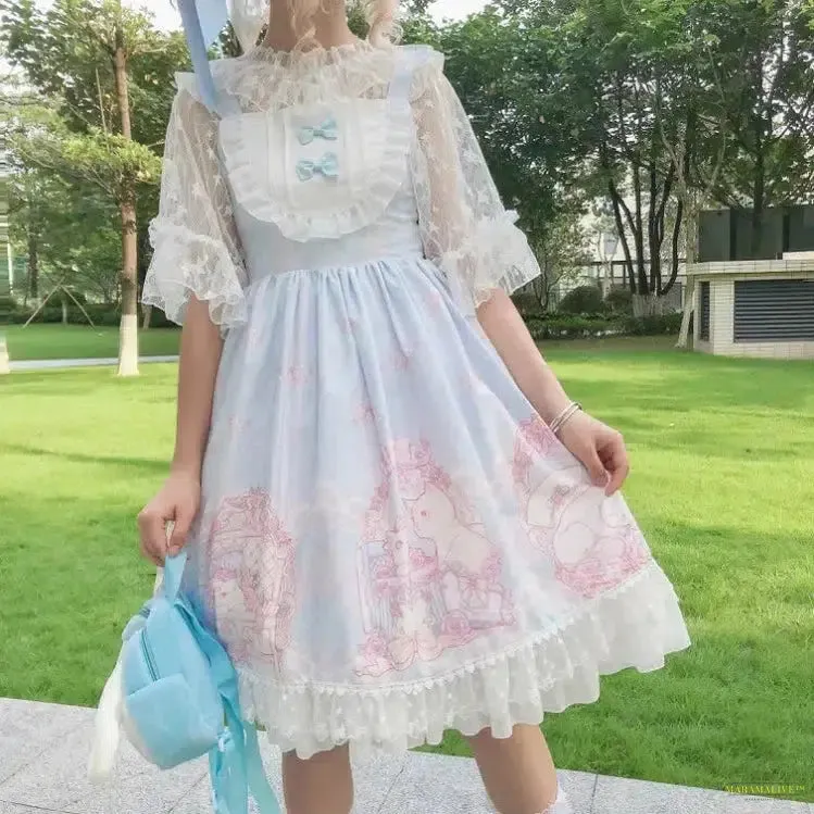 Maramalive™ Summer Women Skirt Lolita dress Sweet Straped Dresses Female Girls Lace Ruffle Cat Loli Kawaii Carnival Party