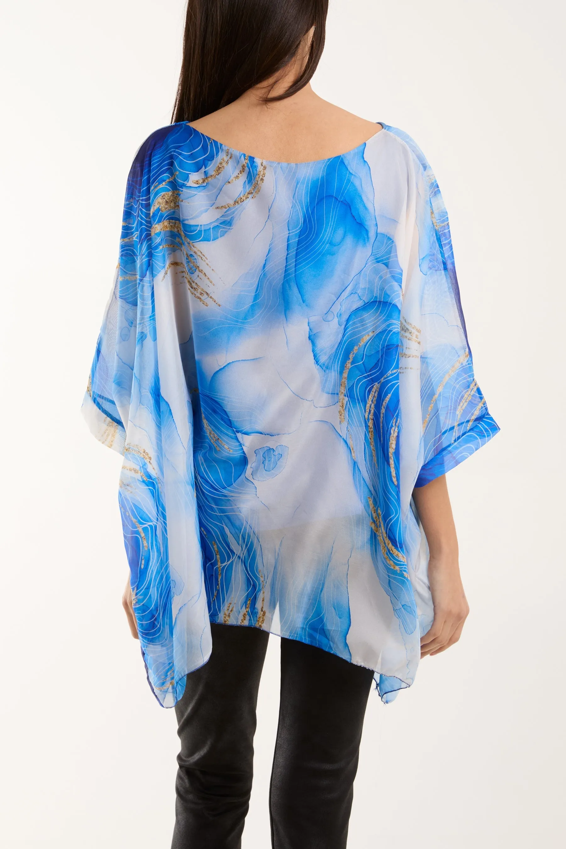 Marble Print Sheer Blouse