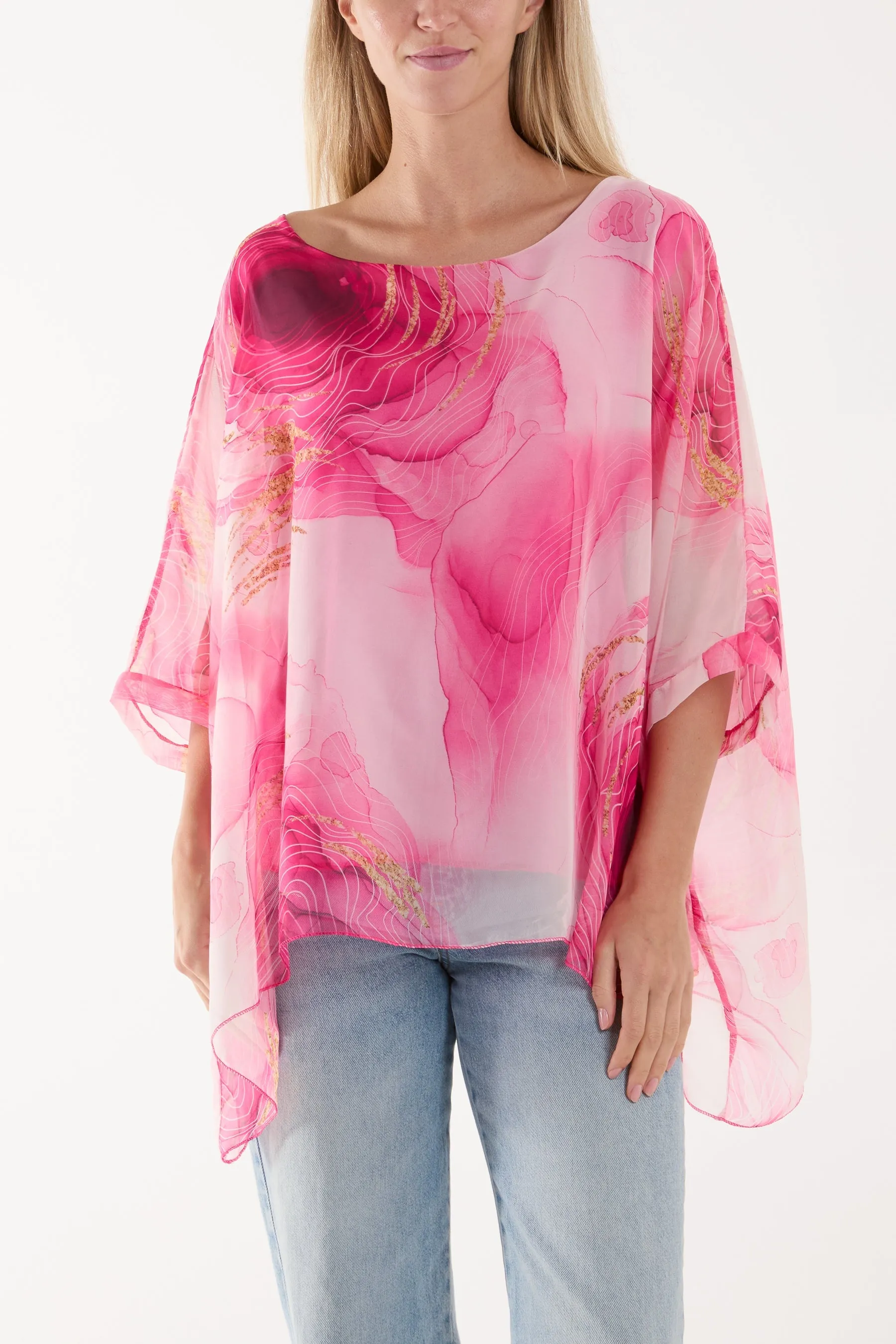 Marble Print Sheer Blouse