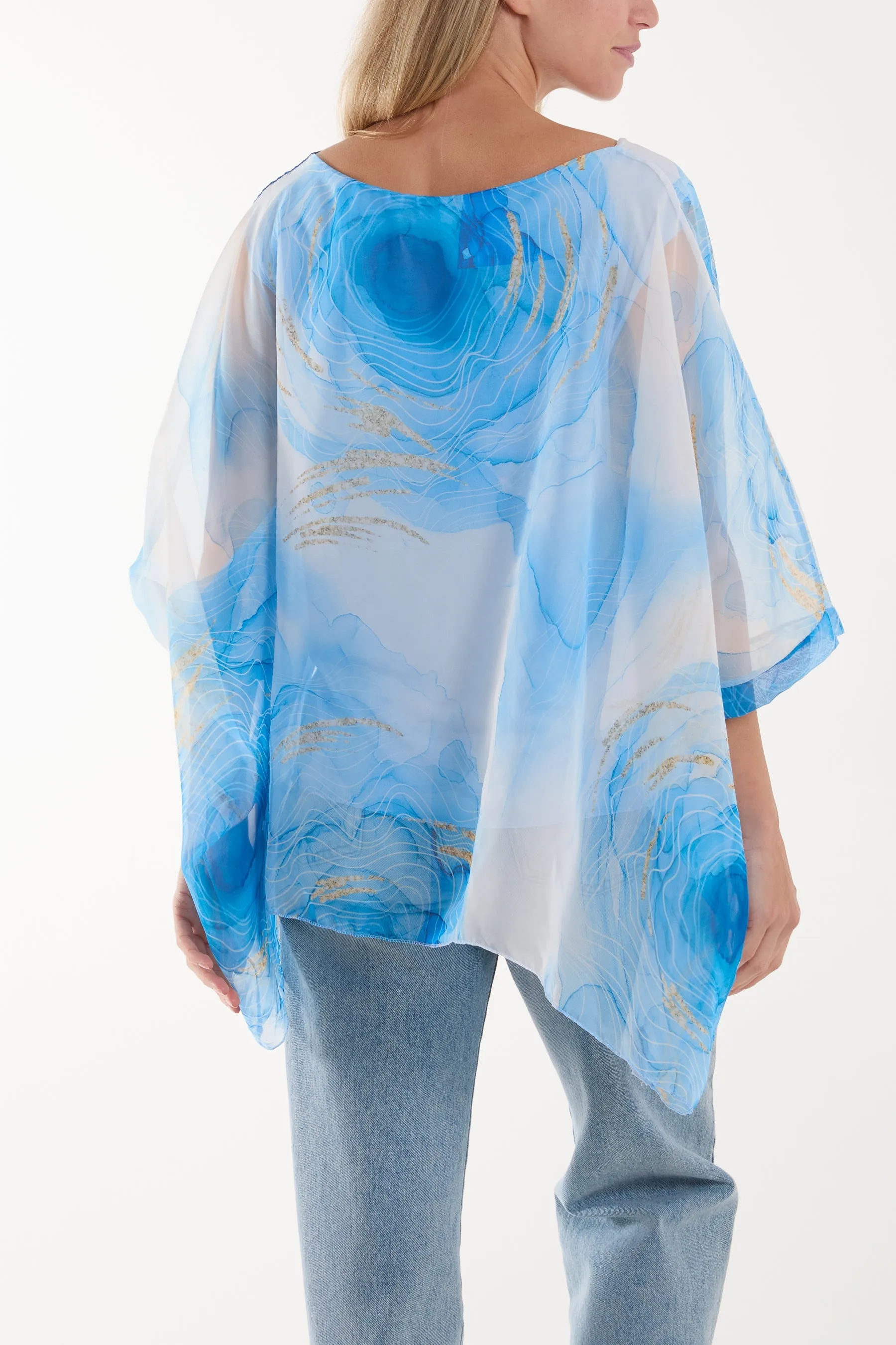 Marble Print Sheer Blouse