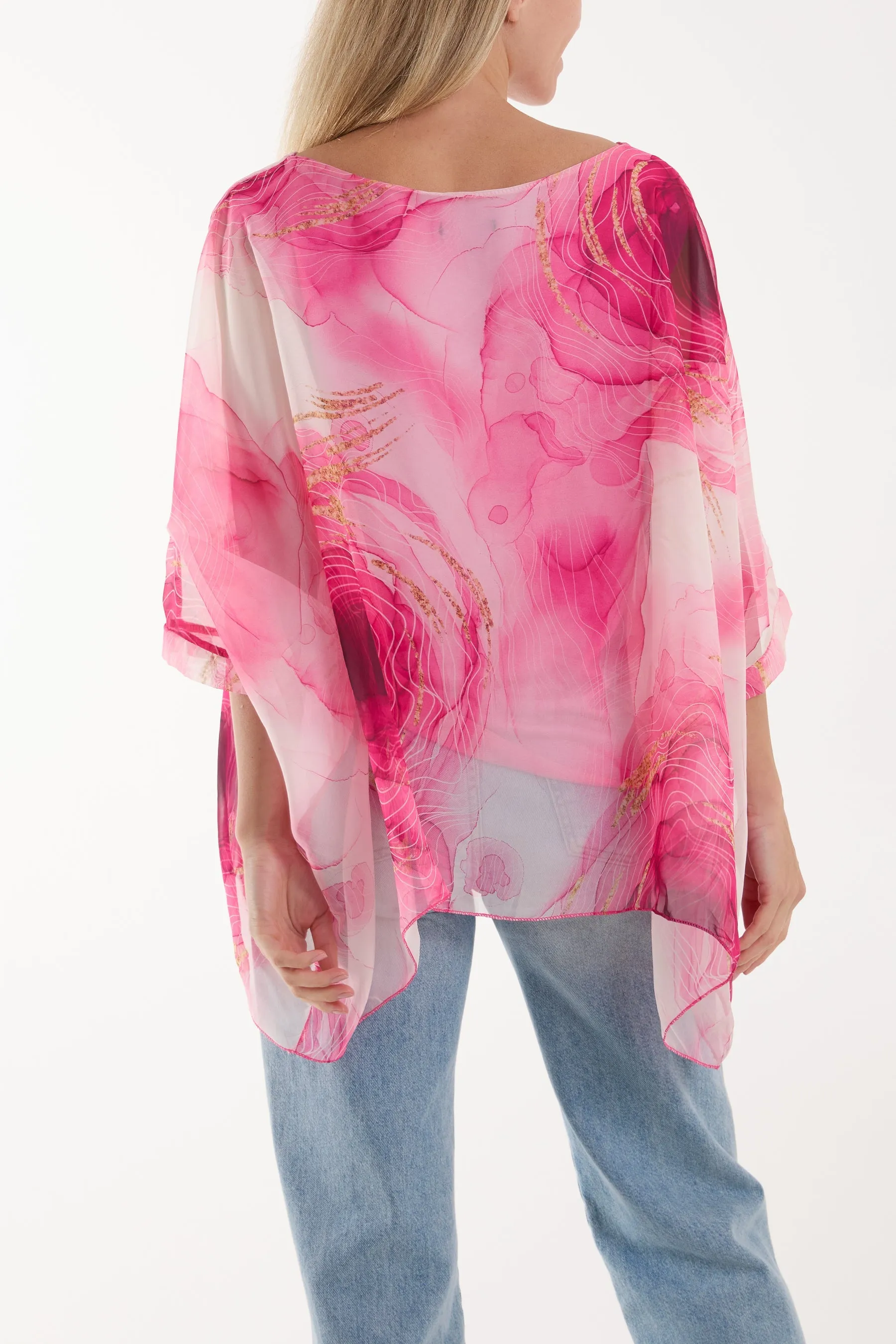 Marble Print Sheer Blouse