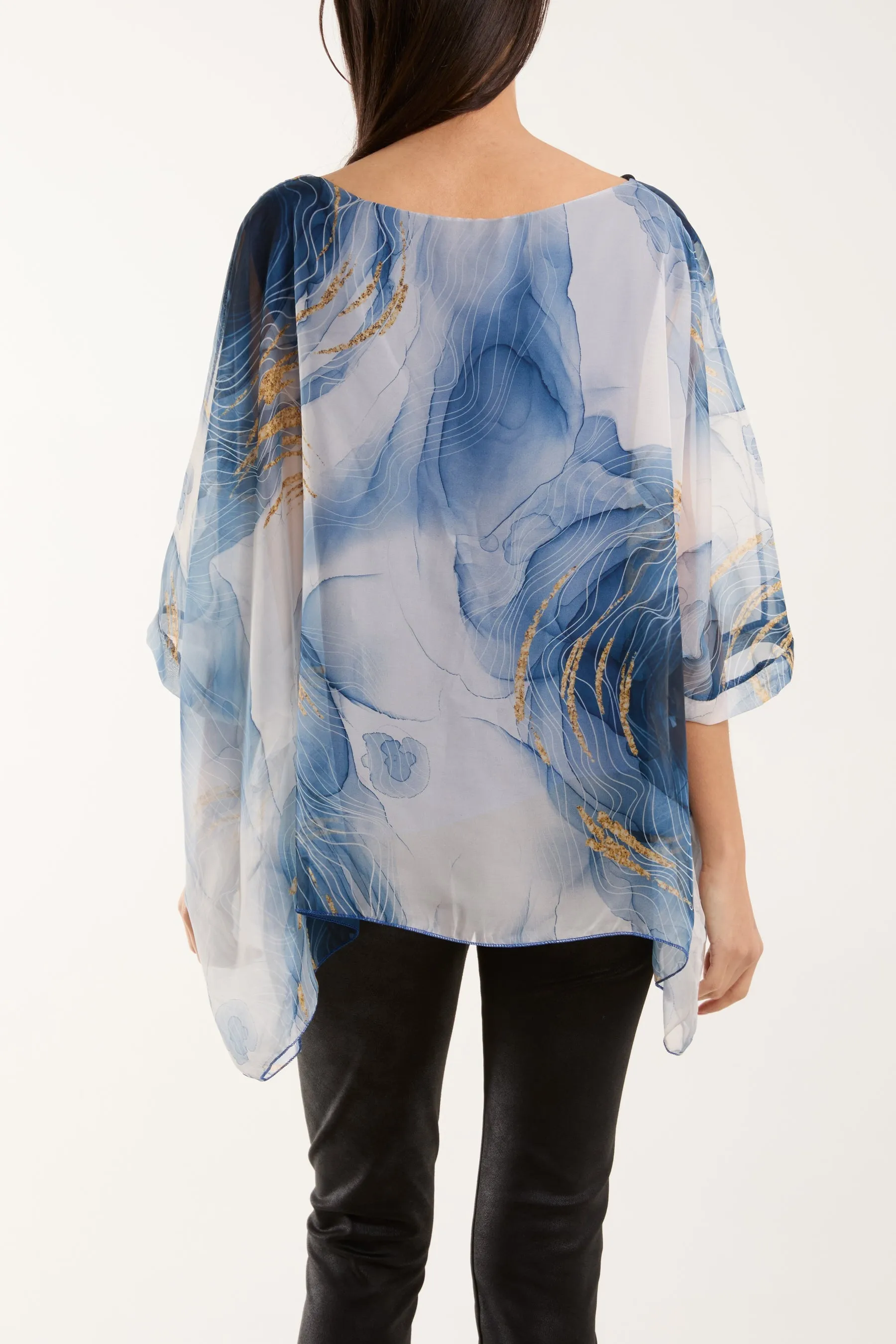 Marble Print Sheer Blouse