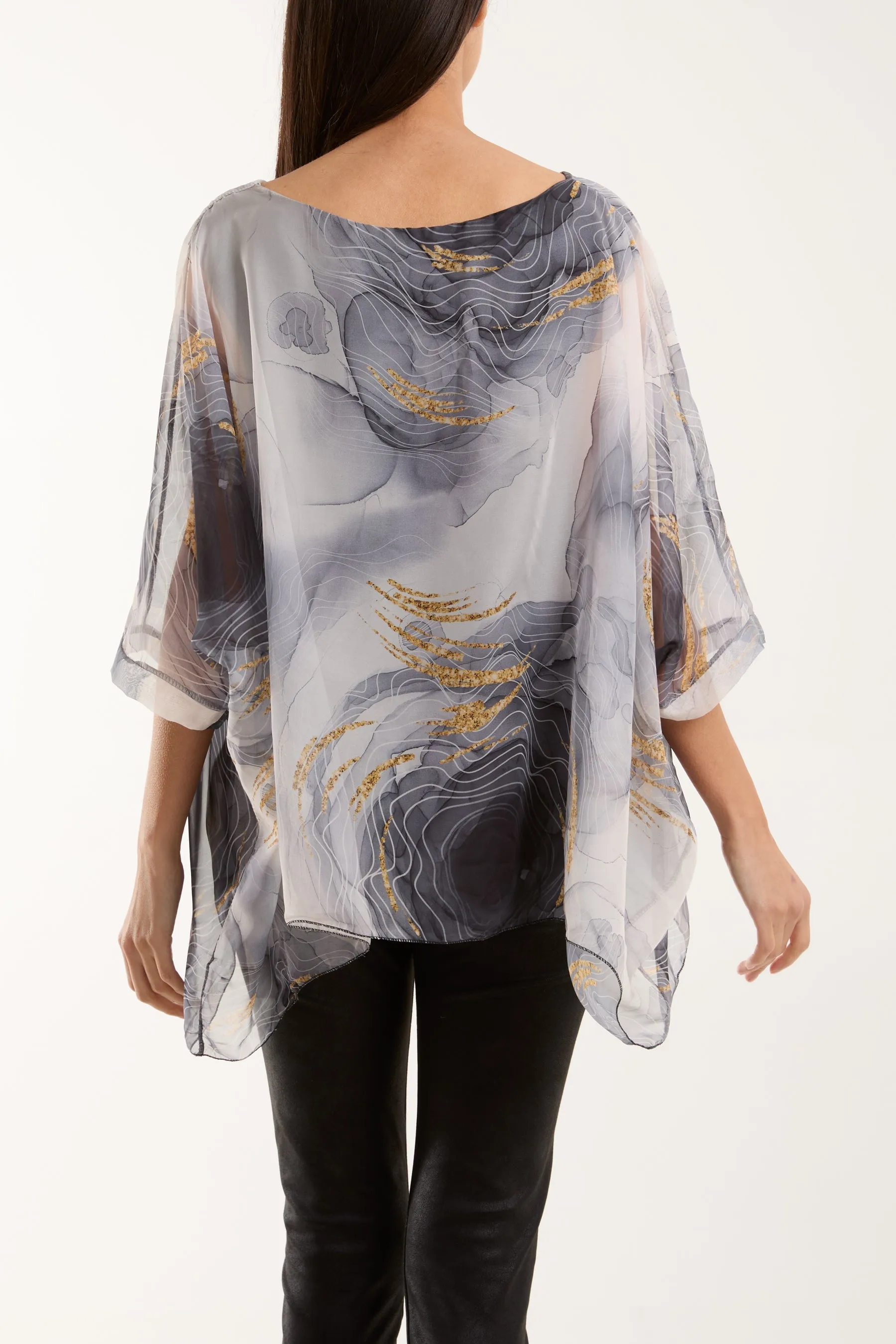 Marble Print Sheer Blouse