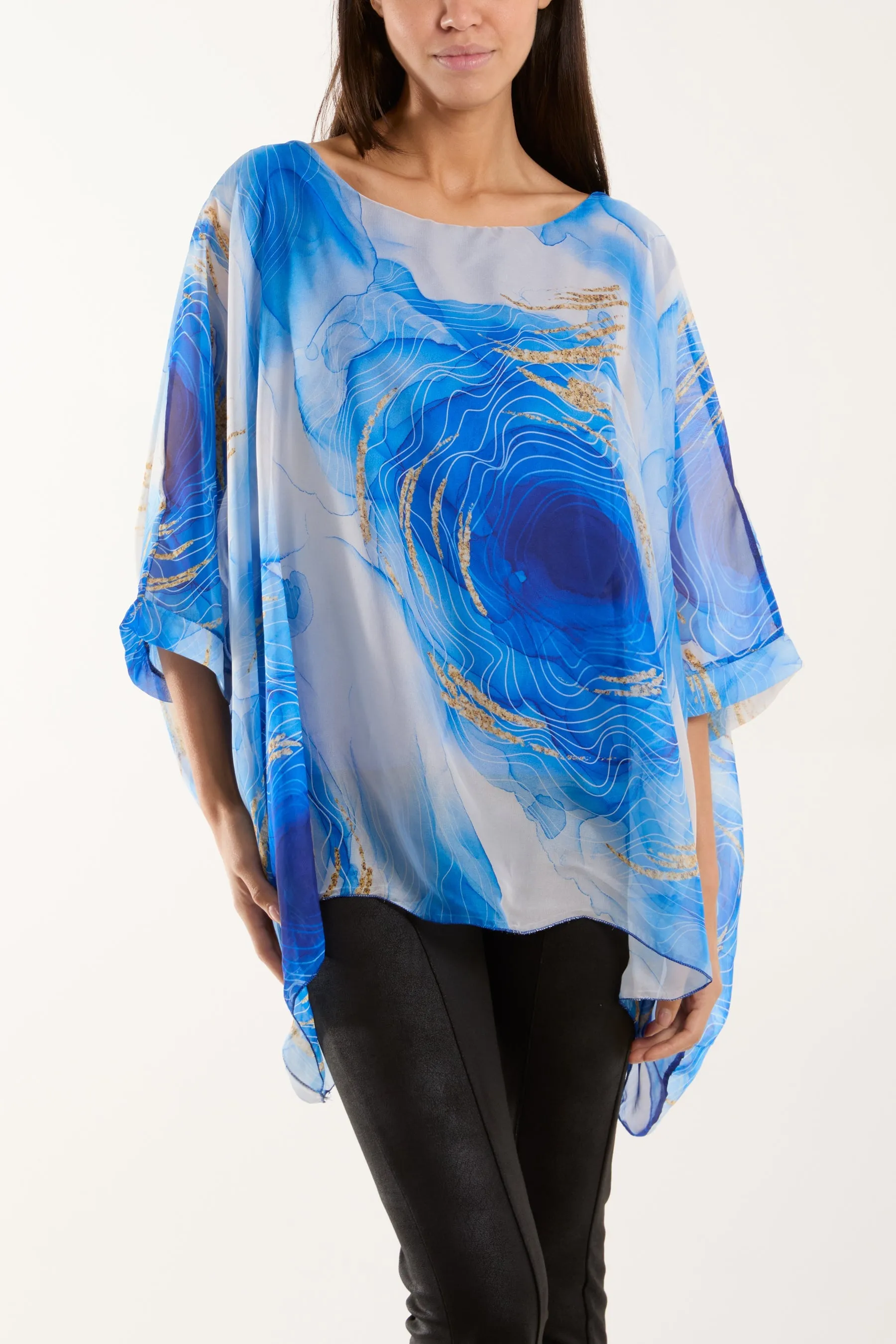Marble Print Sheer Blouse