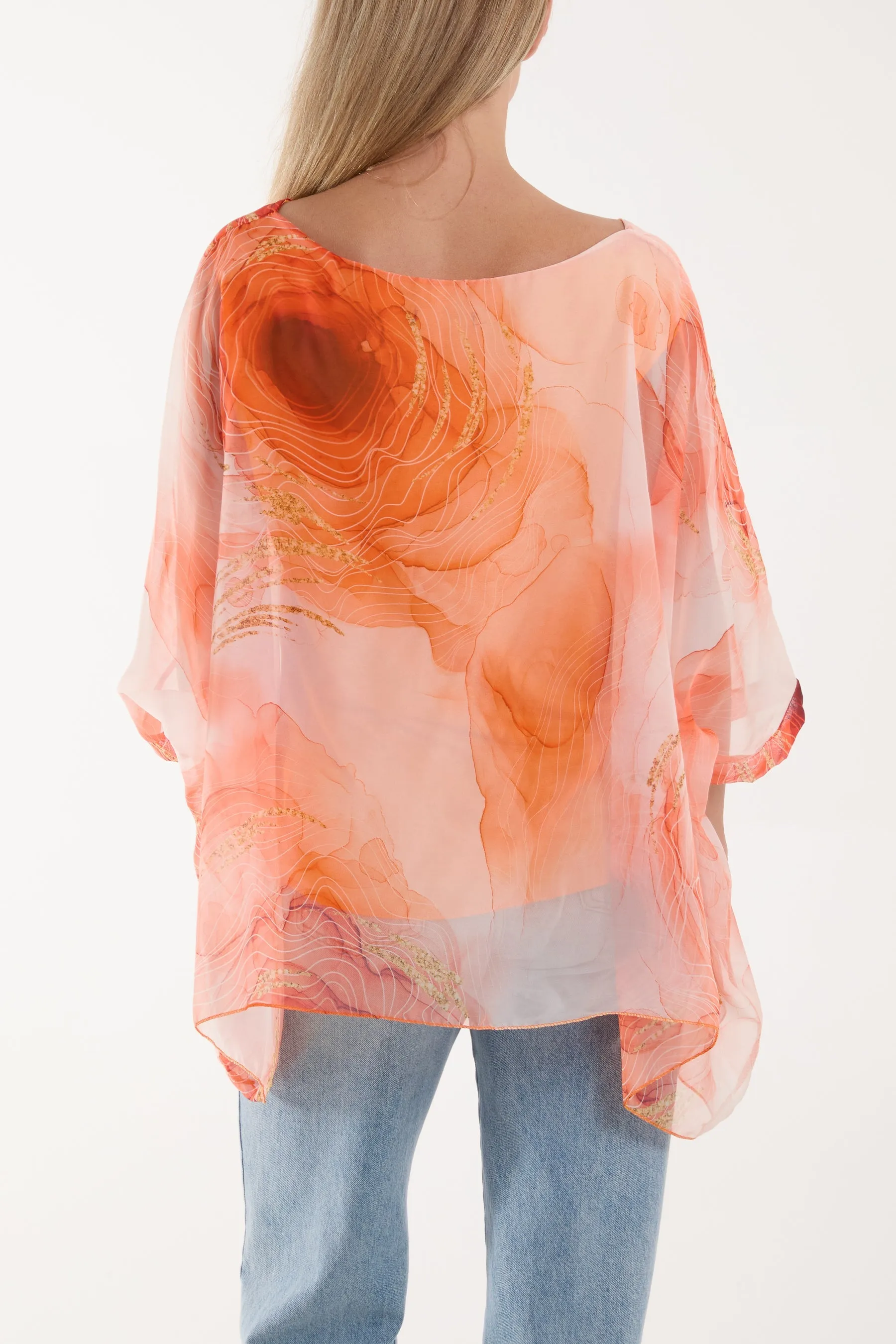 Marble Print Sheer Blouse