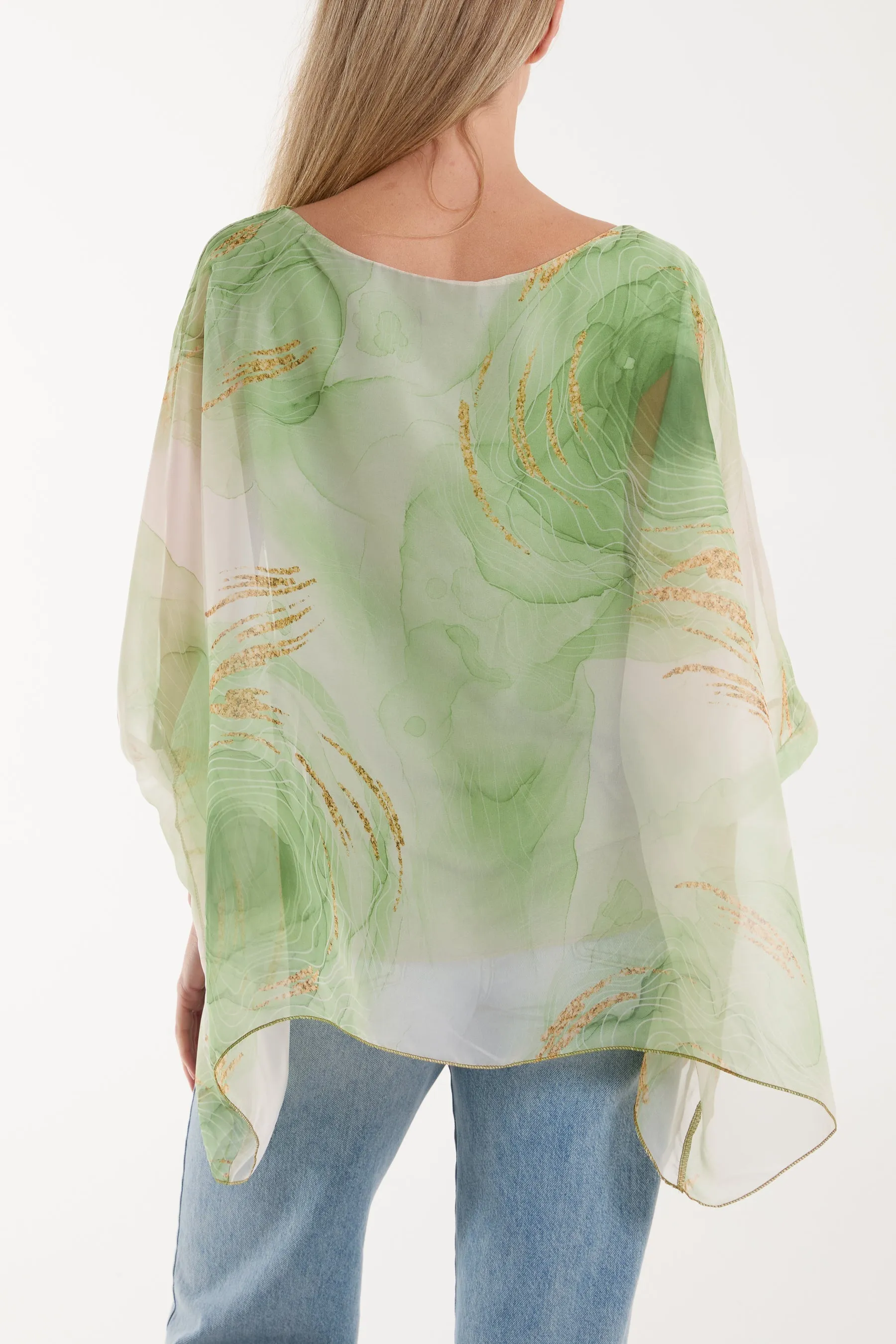 Marble Print Sheer Blouse