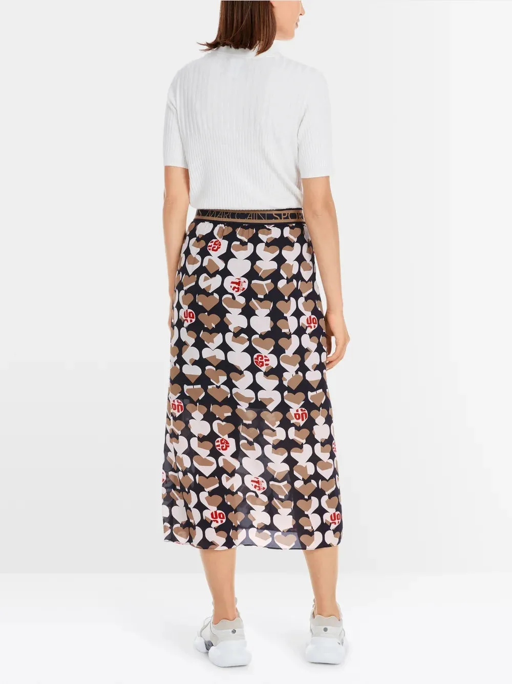 Marc Cain Heart Print Viscose midi skirt