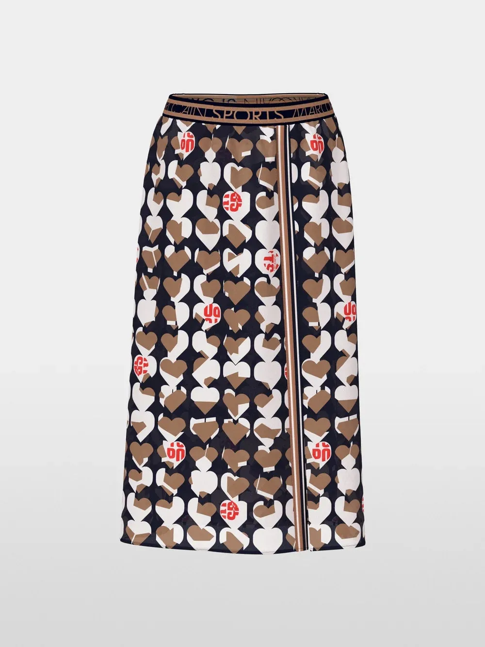 Marc Cain Heart Print Viscose midi skirt