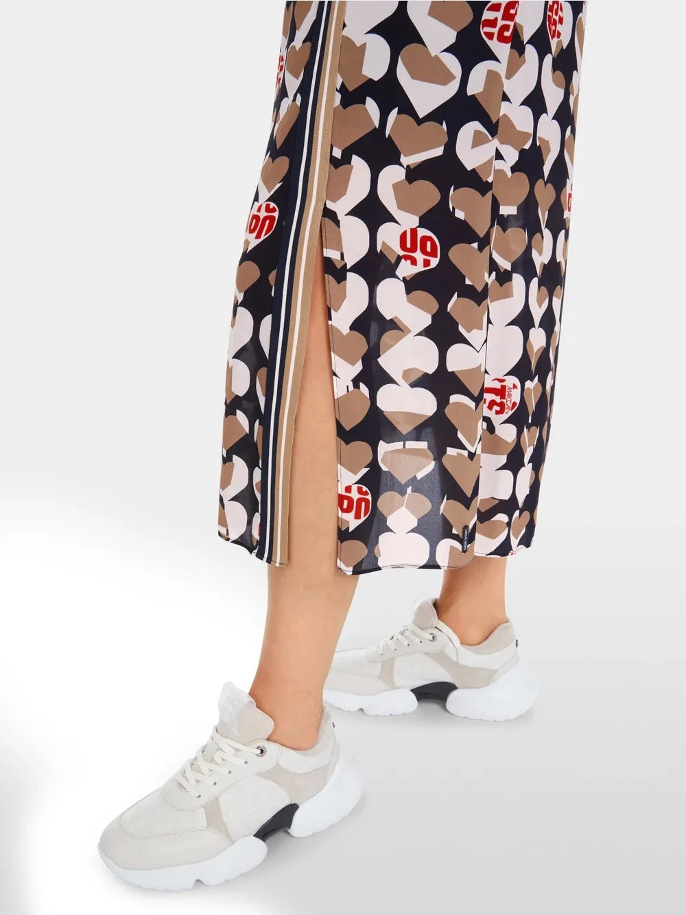 Marc Cain Heart Print Viscose midi skirt